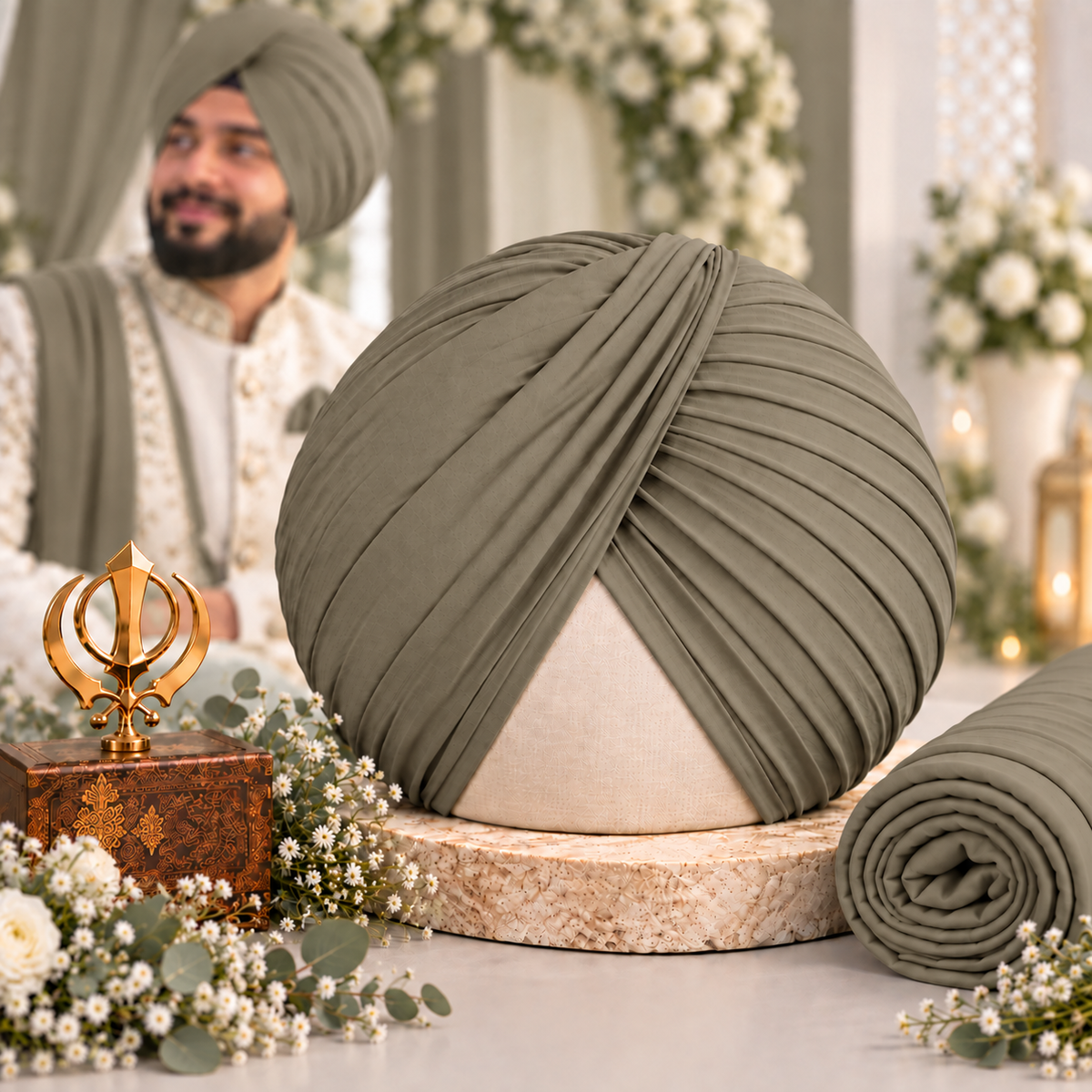 Sikh Turban- Tortilla Brown (Full Voile and Rubia(Medium)/Half and Half Voile)
