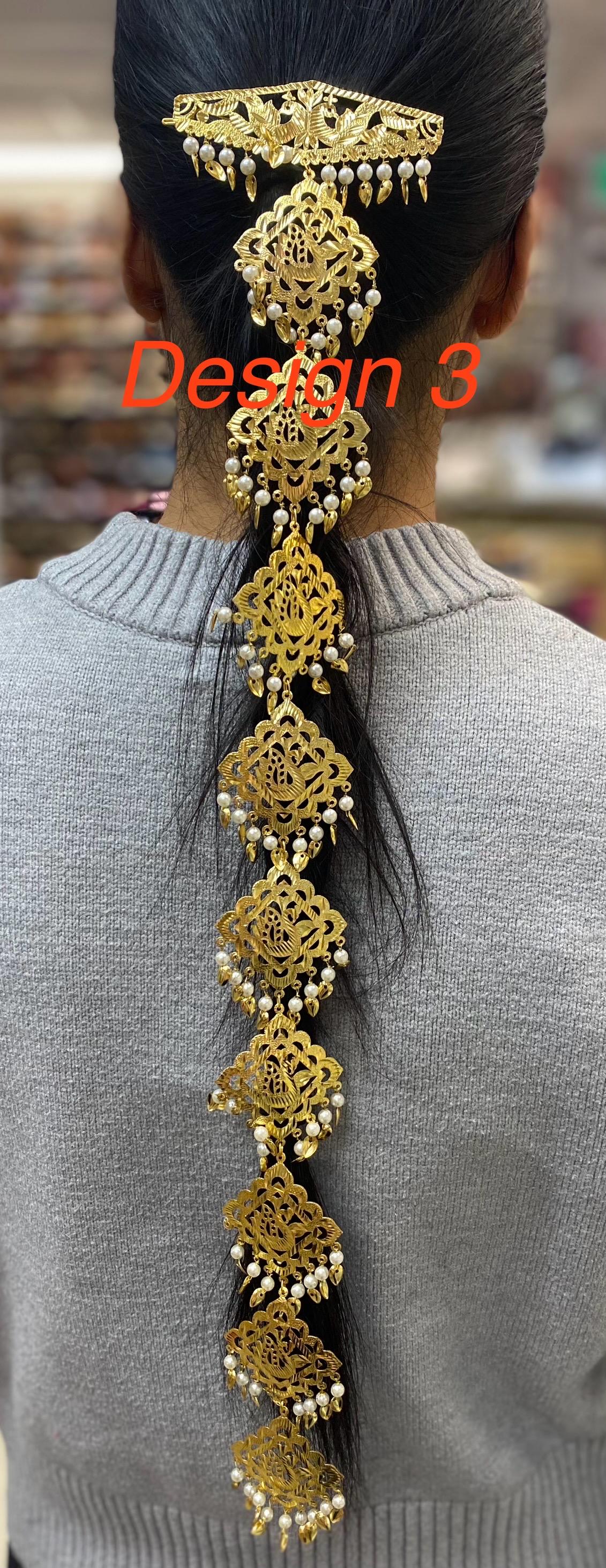 Golden Morni Traditional Pippal Patti Paranda/ Parandi / Hair Extensions with Beads for Women and Girls (Sold per piece)