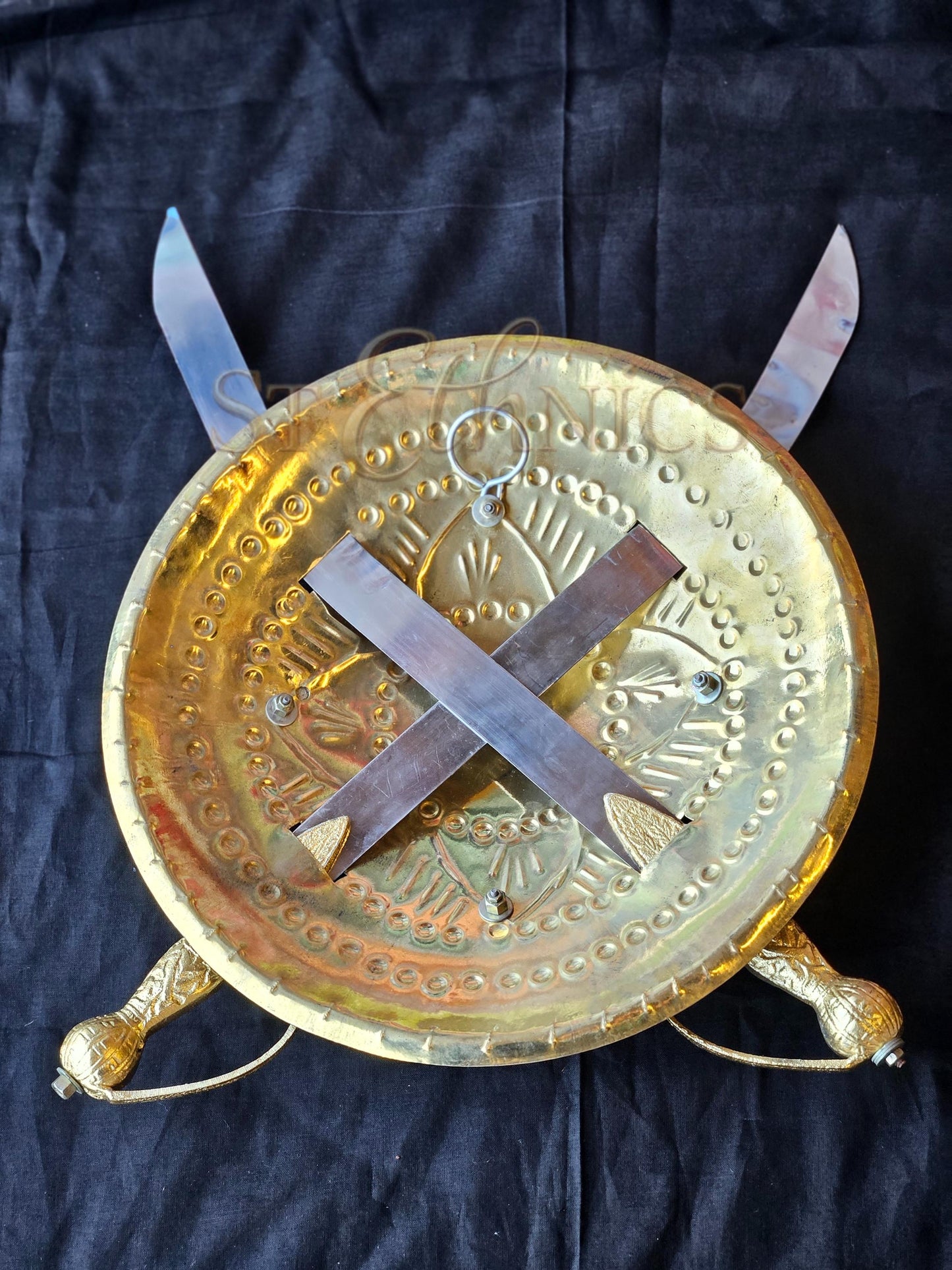 Sikh Kirpan and Dhal Wall Hanging, Khanda Metal Art for Home Décor, Unique Sikh Gift Items.