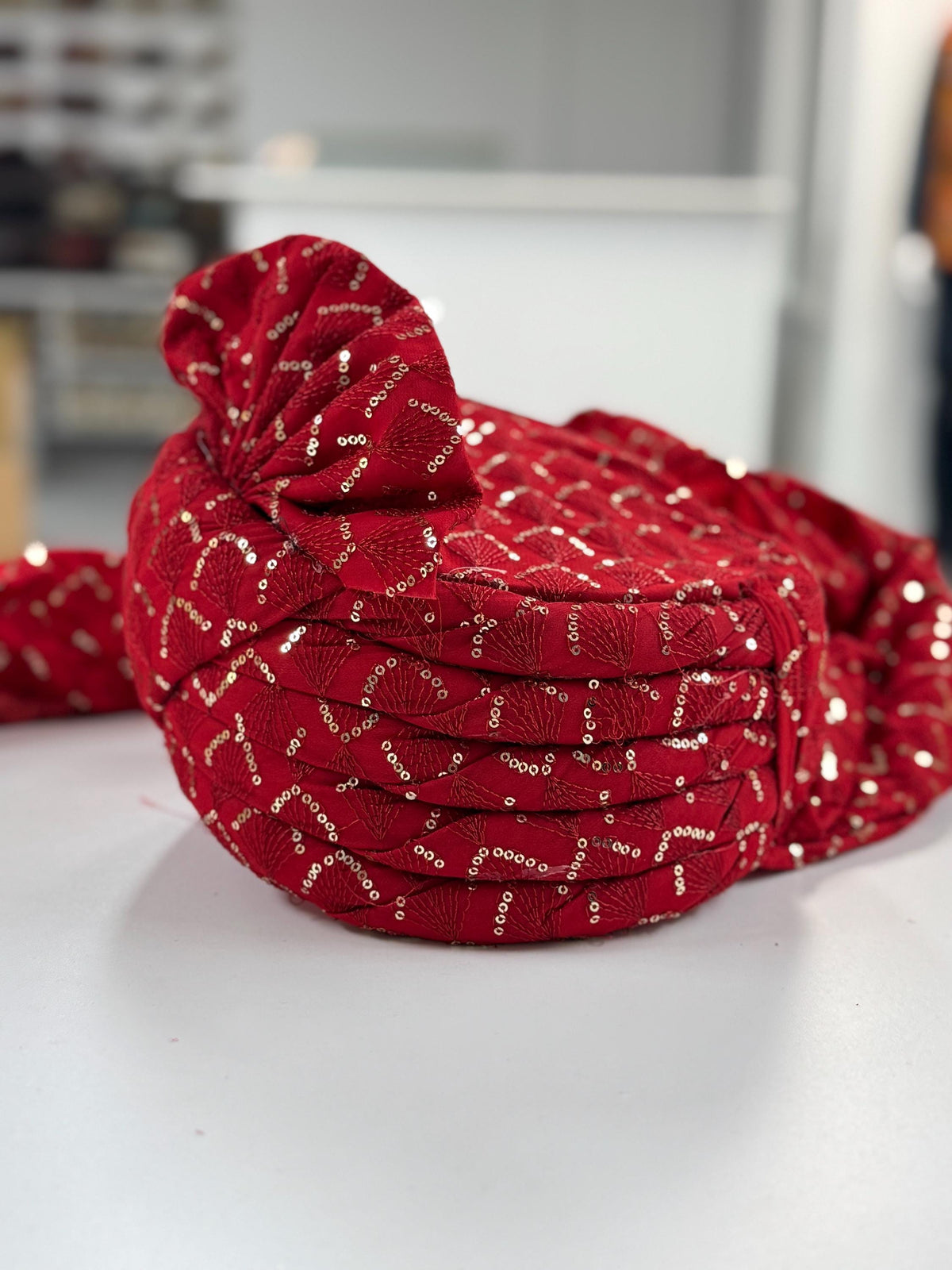 Groom Wedding Turban- Red  Turban- Safa Turban/Pagdi/Premade Turban/ Wedding Safa/Turban/Pagdi for Men (Groom)/ Thalapa