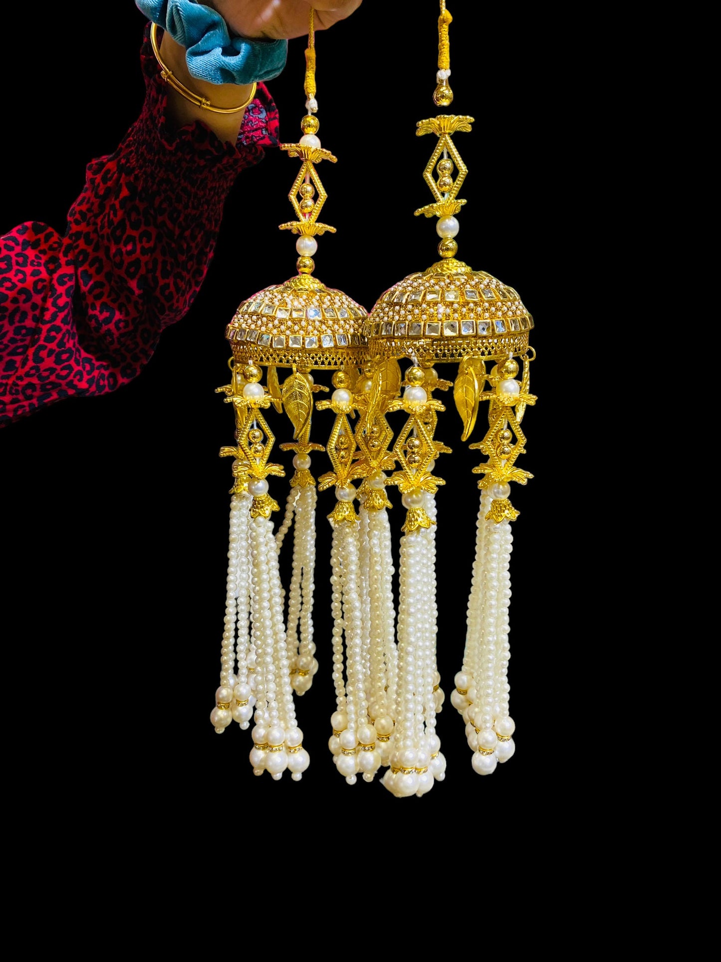 Beautiful Bridal Kaleera Traditional Embossed Big Size Kaliras for Bride & Women Hand Hanging Kalera(sold as pair)