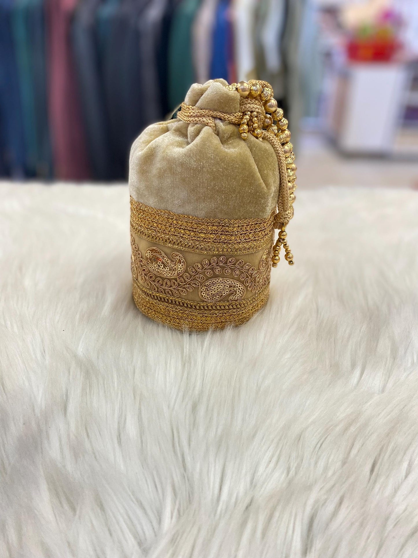 Designer Bridal Potli Bag for women with Embroidery and Embellished Stones