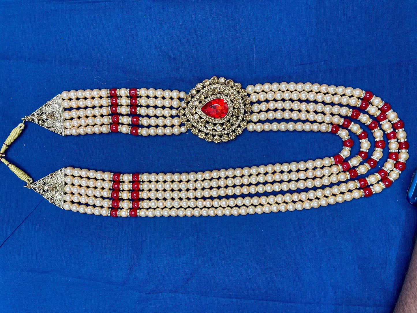 Indian Wedding- Pearl Stone & Studded Necklace for Men/Groom for Wedding