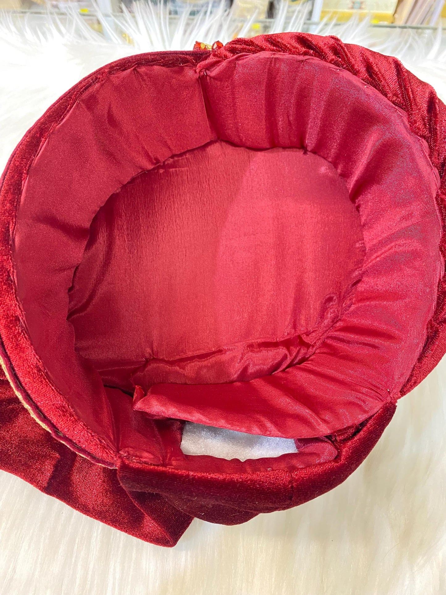 Groom Wedding Turban-Red Velvet Turban with Shawl- Safa Turban/Pagdi/Premade Turban/ Wedding Safa/Turban/Pagdi for Men (Groom)/ Thalapa