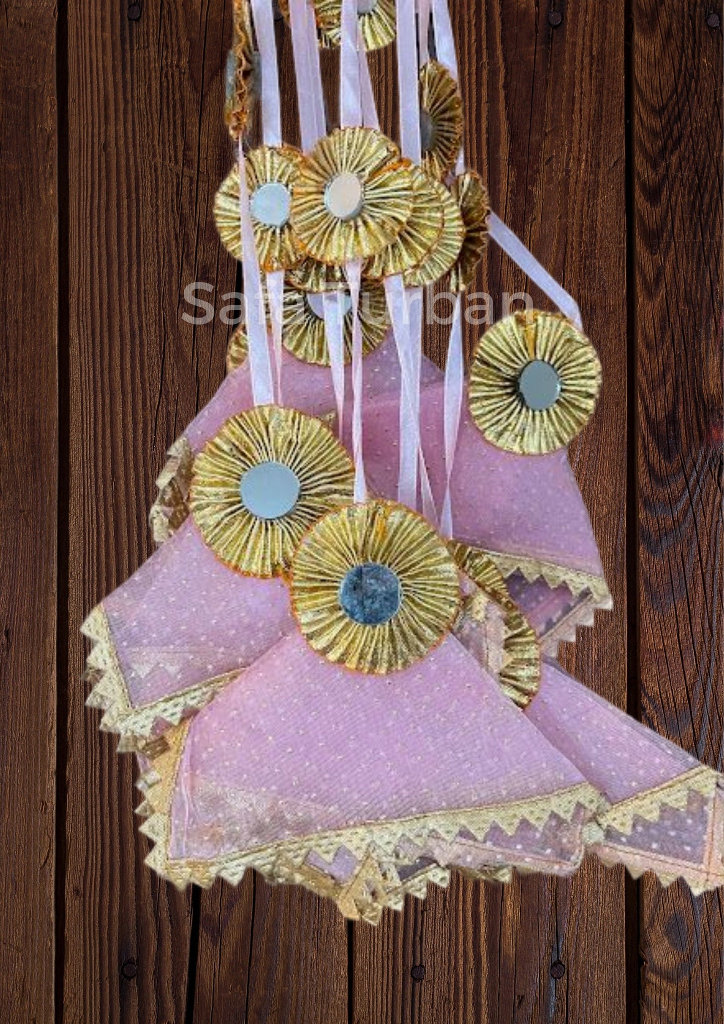 Tassels Decorative Hanging for Wedding Backdrops, Haldi, Wedding Event Decoration, Indian Wedding Net Fabric Hangings- Pack of 5 Strings