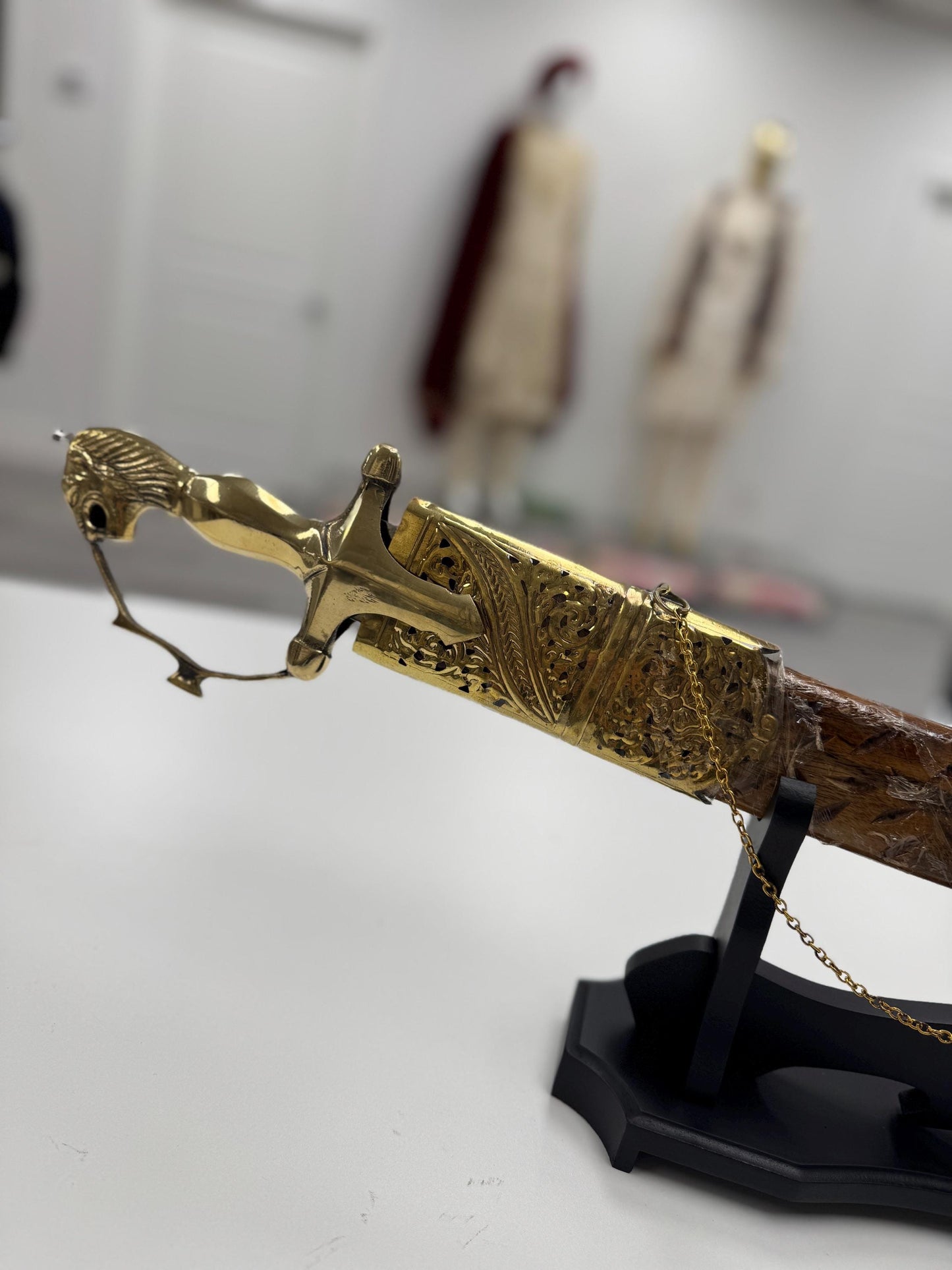 Indian Wedding Decorative Sword/Kirpan- Wooden kirpaan with golden work handle/For wedding purpose/Decorated Sikh Wedding Kirpan