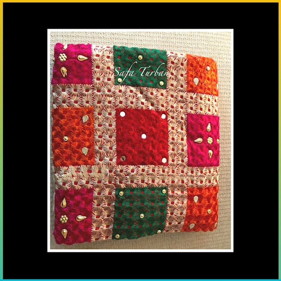 Phulkari Dupatta- Women's Chiffon Phulkari Dupatta, Scarf, Multicolour Fulkari Chunni, Dupatta