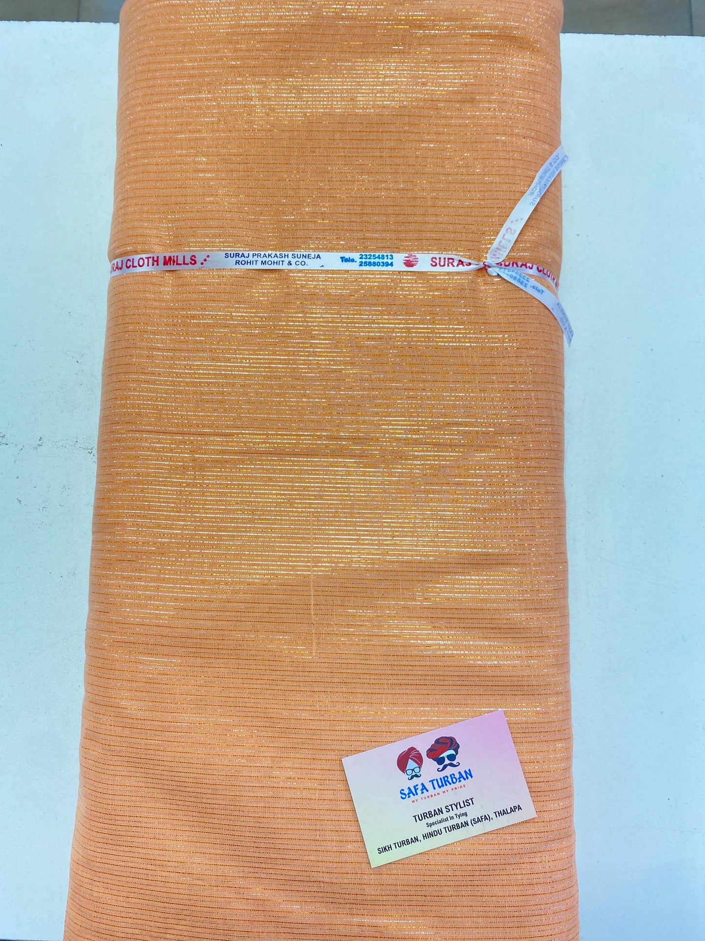 Sikh Turban- Printed Voile Turban Fabric- Peach Colour, Sikh Turban, Turban Fabric, Printed Voile Turban, (stitching/peeko/edges finishing)