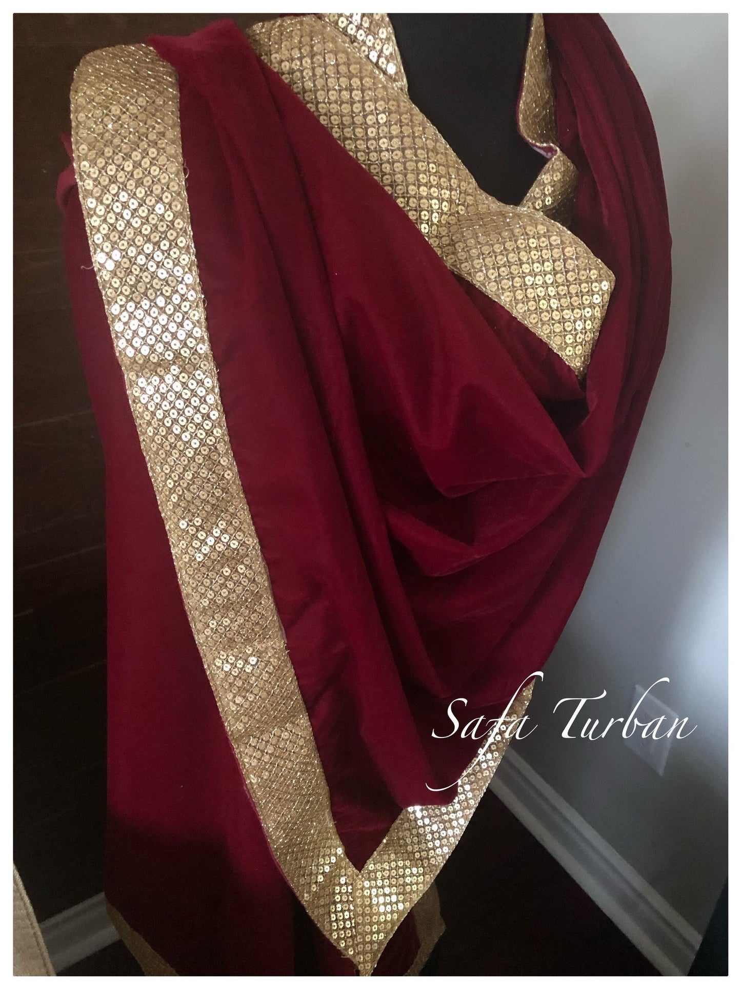 Indian Wedding- Velvet Sherwani Shawl for Groom (Dark Maroon)