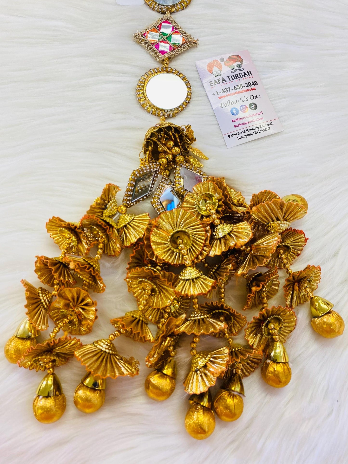 Punjabi Golden and multi Colour Fabric Parandi Tassles Hair Extensions with Beads for Women and Girls (Sold per piece)
