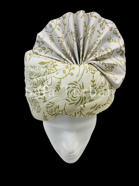 Indian Wedding- Handcrafted Safa for Groom/Groom Head Safa Turban/Pagdi Headwrap for Dulha (White)