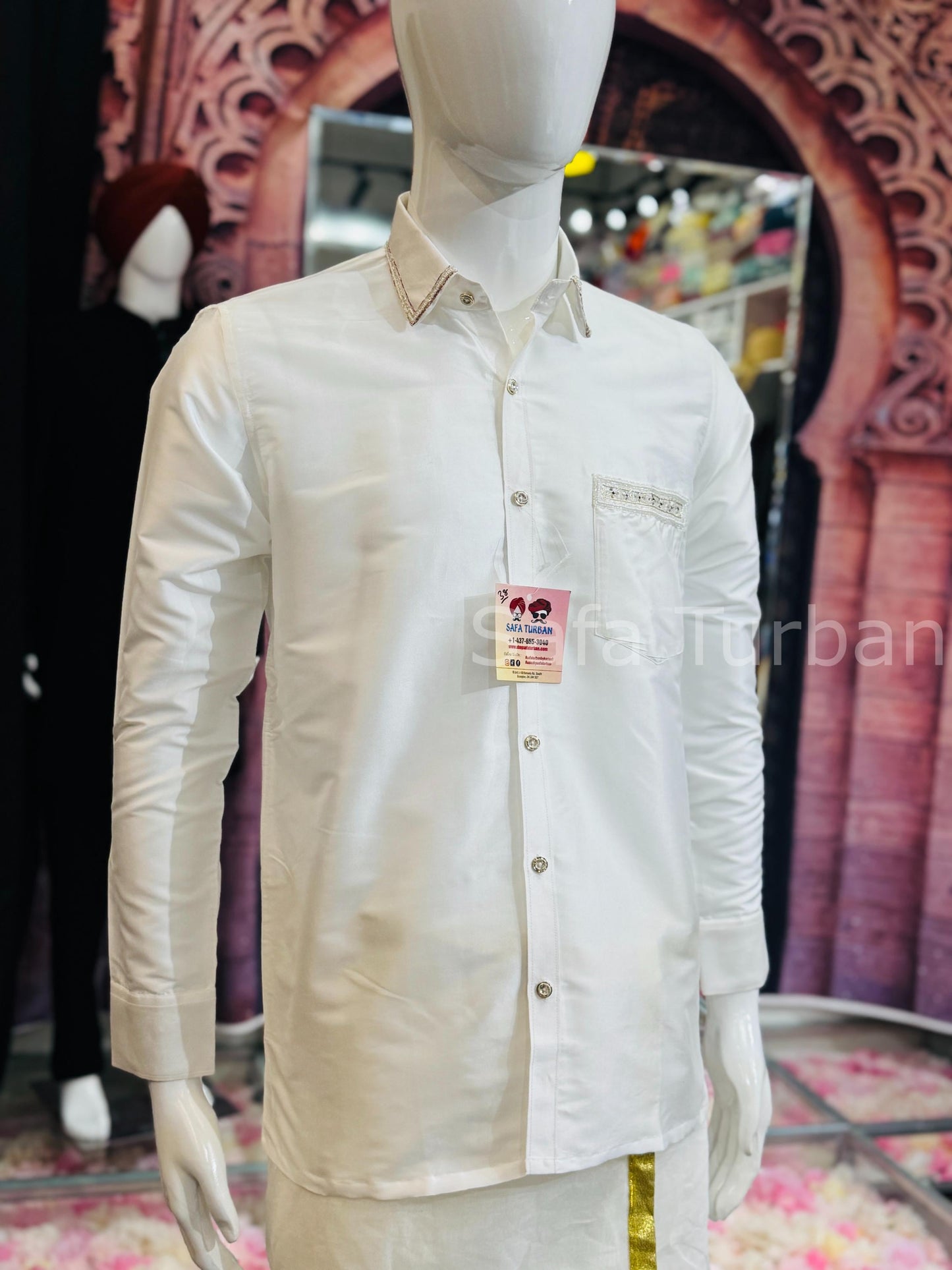 Solid Pure Silk Casual Shirt (White)
