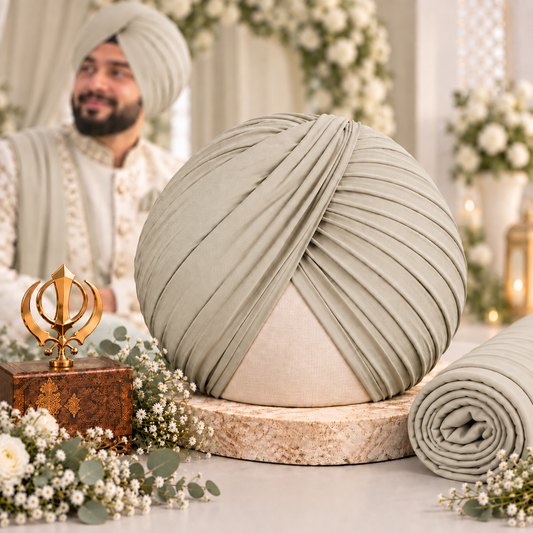 Sikh Turban- light khakhi (Full Voile and Rubia(Medium)/Half and Half Voile)