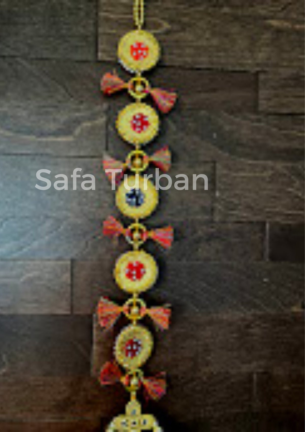 Punjabi Golden/Red Coloured Fabric Parandi Tassles Hair Extensions with Beads for Women and Girls (Sold per piece)