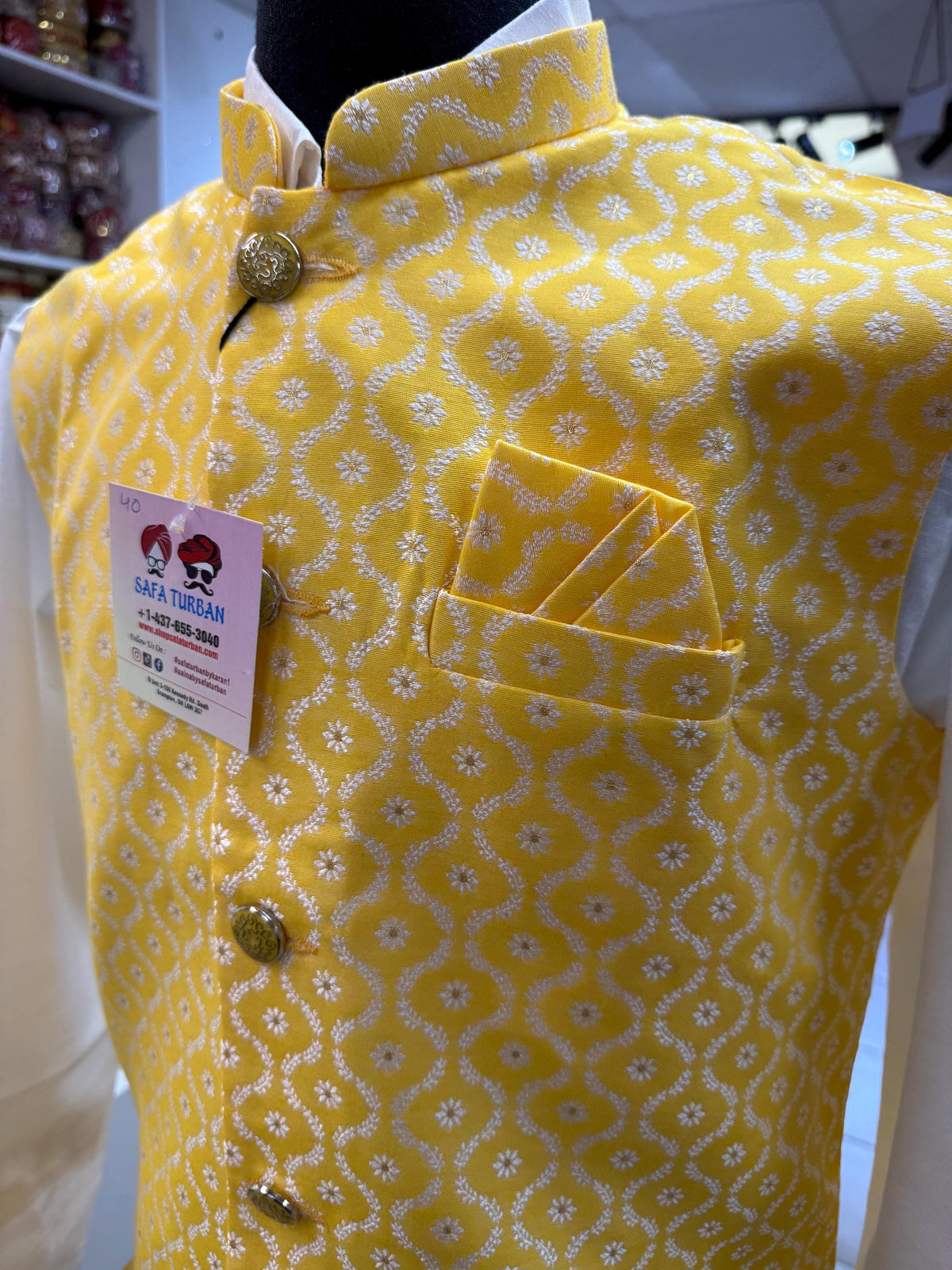 Designer Yellow Men Vests- Men Vests- Wedding Vest, Kurta Pajama Vest, Prom Party Dress, Casual Wear (Size available 38,40,42,44,46)