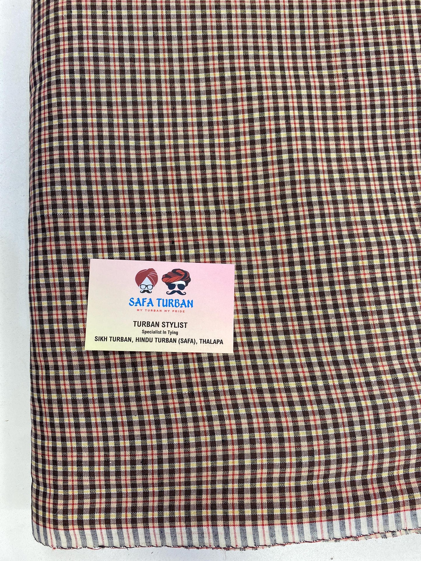 Unstitched brown and multi colour Check Turban (Check Parna)