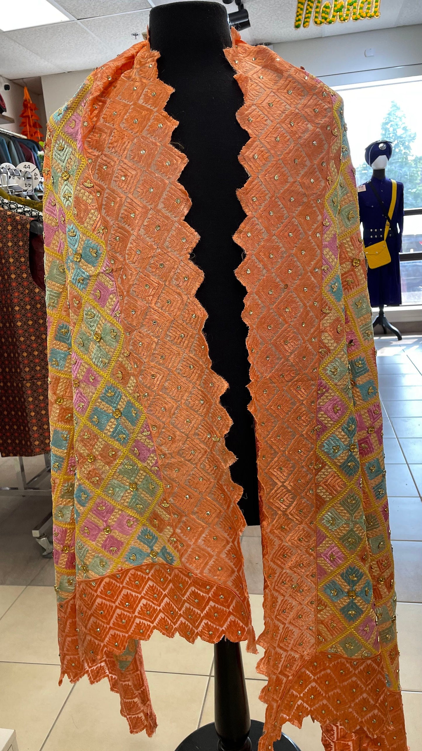 Phulkari Dupatta- Women's Phulkari Dupatta, Scarf, Multicolour Phulkari Chunni, Dupatta