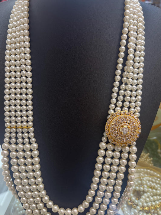 Indian Wedding-Pearl and  Kundan Five Layered Maharaja Haar/ Necklace for Groom for Wedding