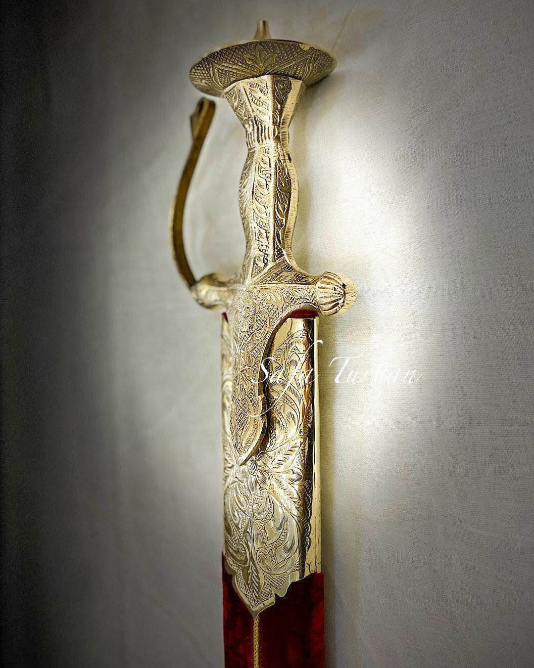 Indian Wedding Decorative Sword/Kirpan- Maroon Colour Sword with Golden work handle/For wedding purpose/Indian Rajput Wedding Sword
