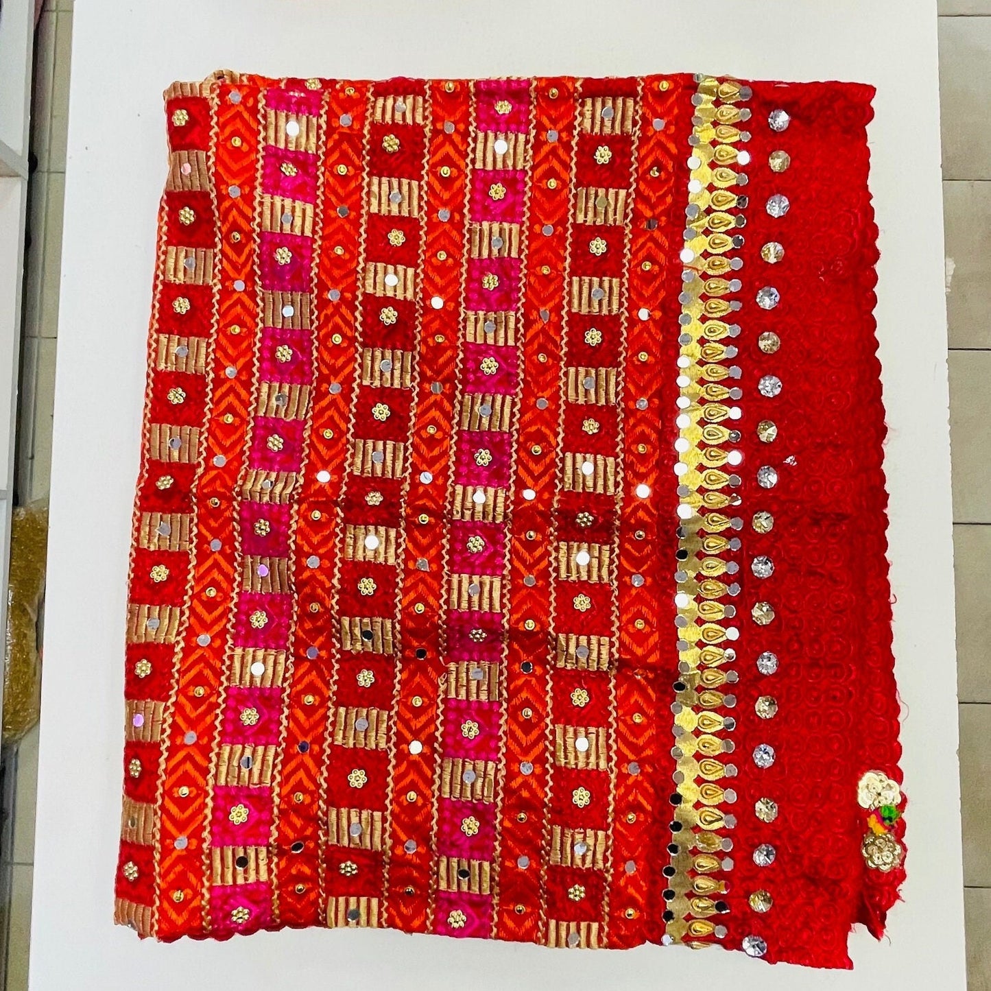 Phulkari Dupatta- Women's Phulkari Dupatta, Scarf, Multicolour Phulkari Chunni, Dupatta