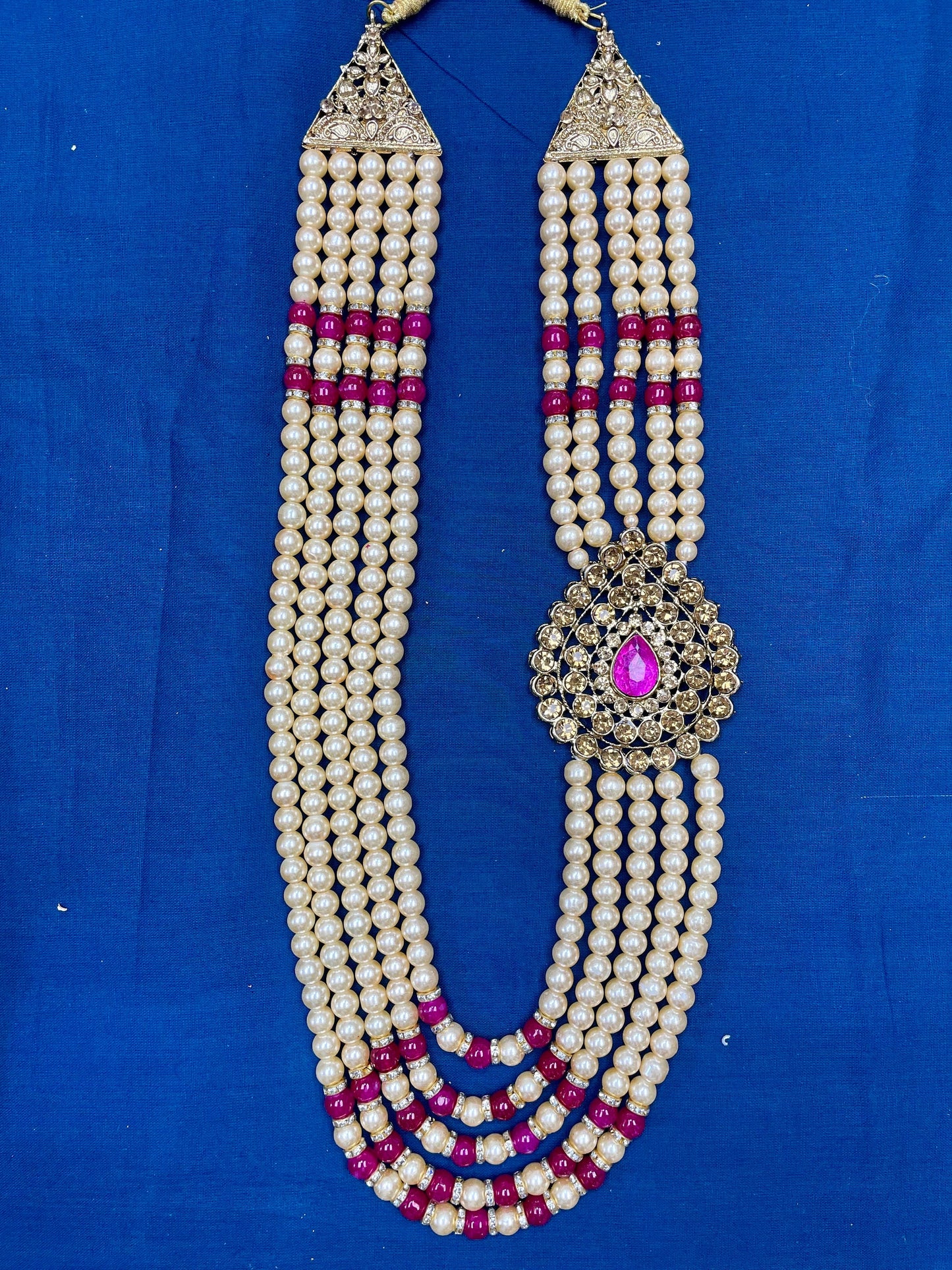 Indian Wedding- Pearl Stone & Studded Necklace for Men/Groom for Wedding