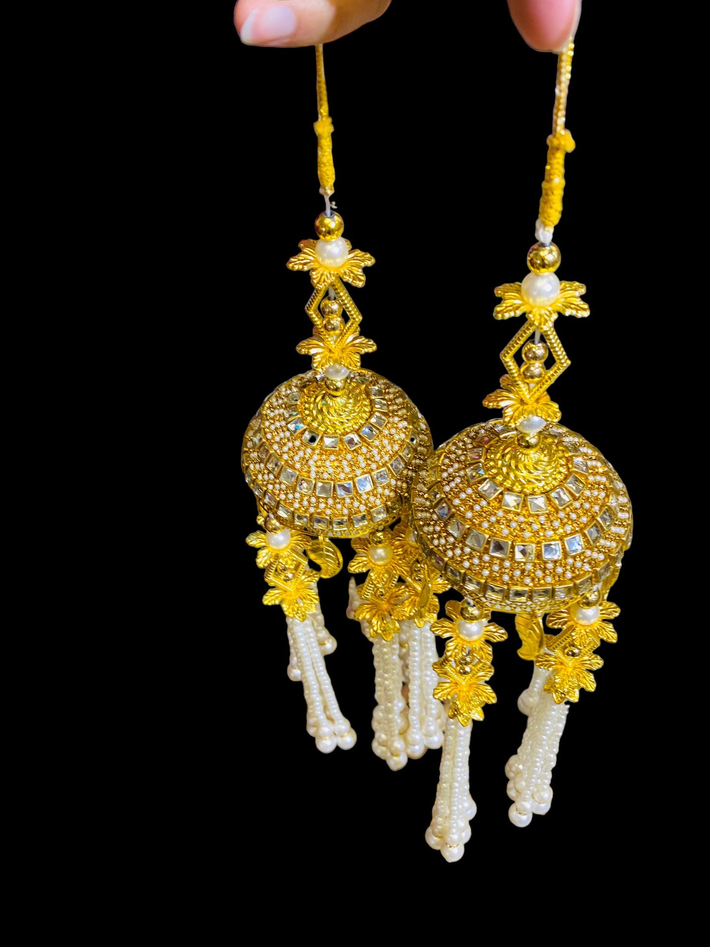 Beautiful Bridal Kaleera Traditional Embossed Big Size Kaliras for Bride & Women Hand Hanging Kalera(sold as pair)