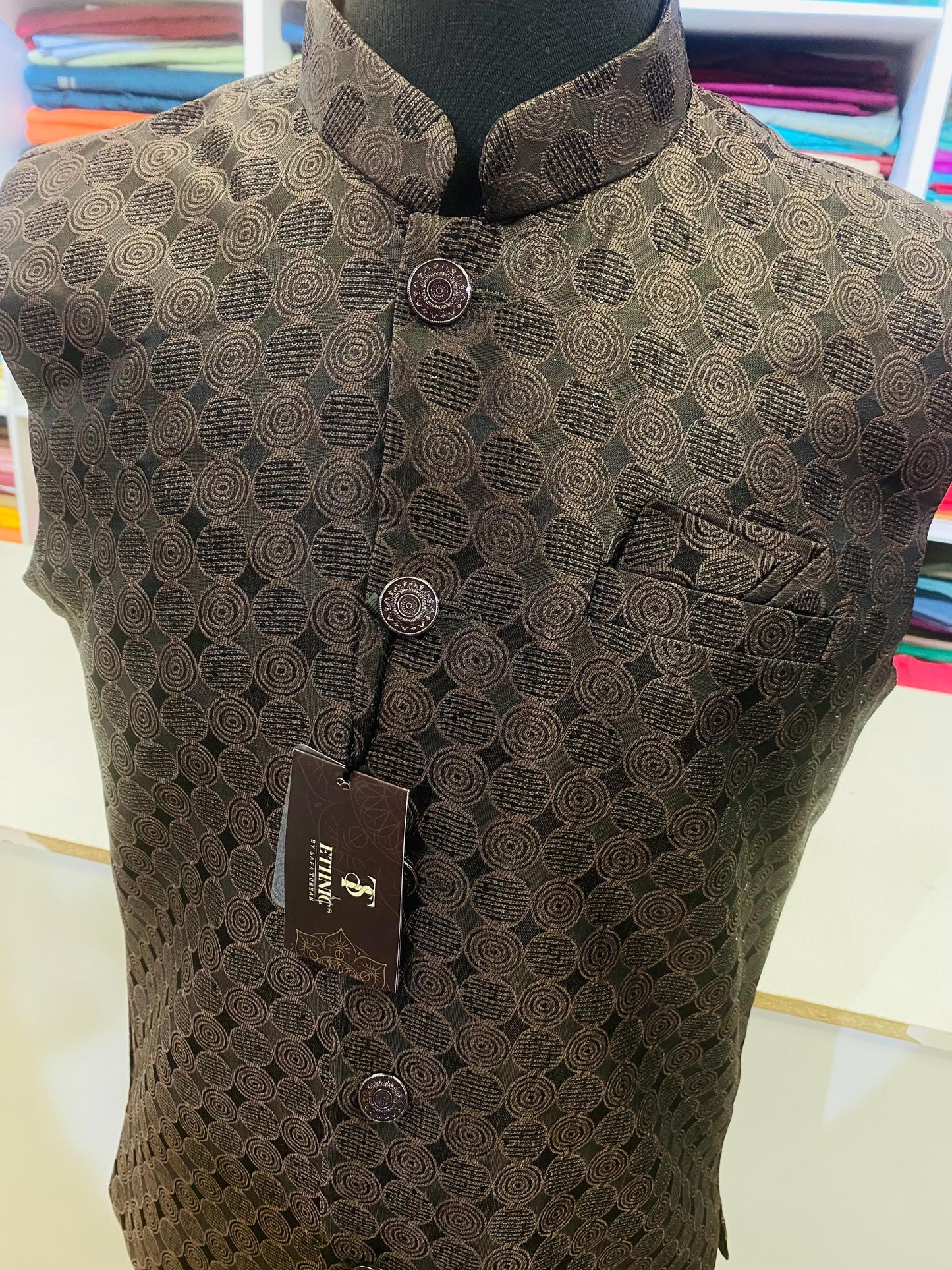 Designer Wine and Black Men Vests- Men Vests- Wedding Vest, Kurta Pajama Vest, Prom Party Dress, Casual Wear (Size available 38,40,42,44,46)