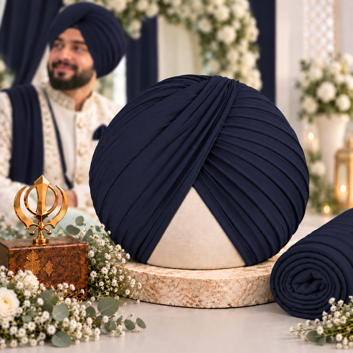 Sikh Turban- Maroon, Black & Navy (Full Voile and Rubia(Medium)/Half and Half Voile)