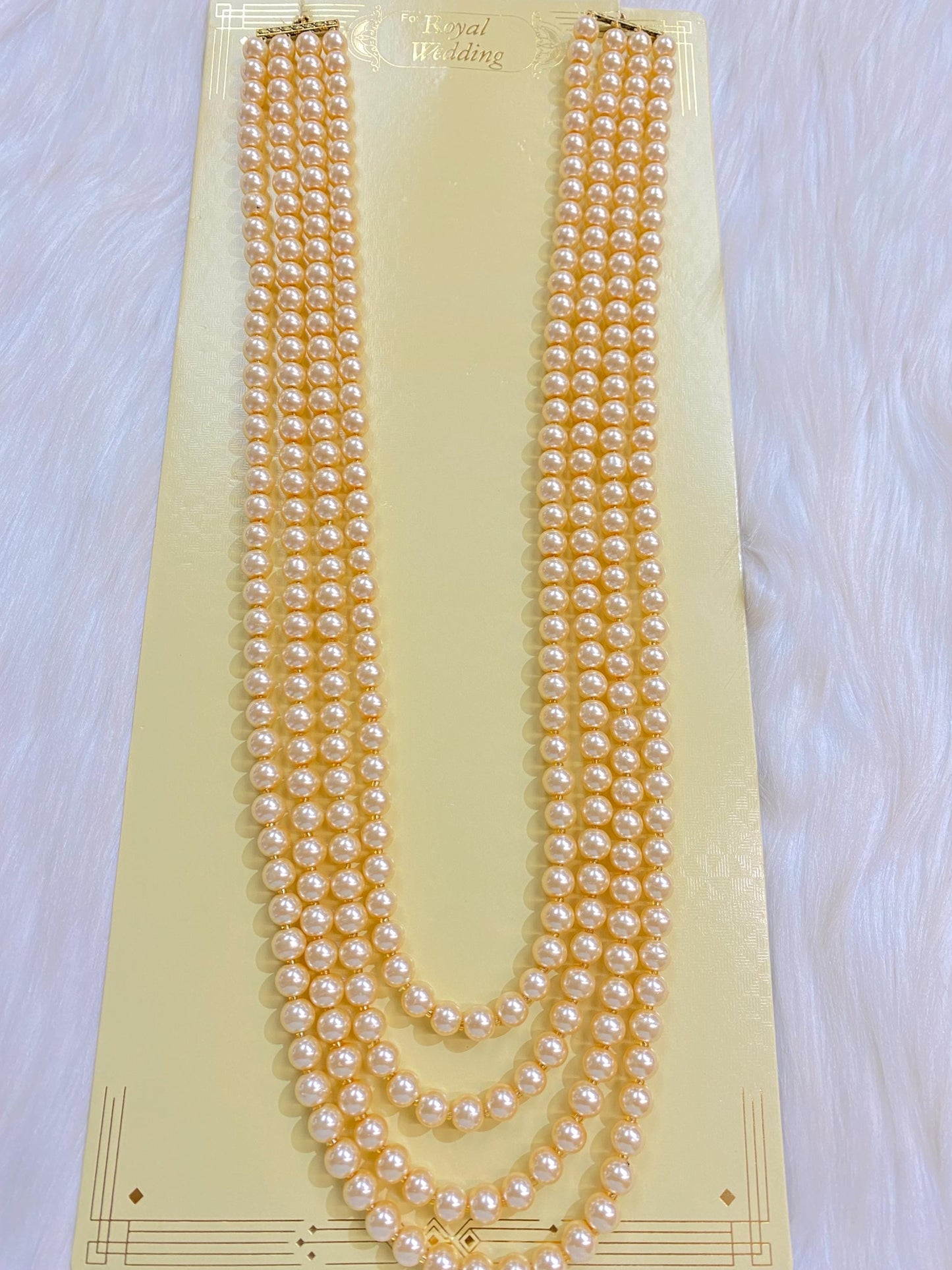 Indian Wedding- Offwhite Pearl Stone Beads Necklace for Men/Groom/Dullah for Wedding
