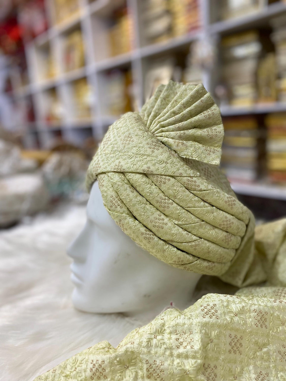 Groom Wedding Turban- Golden Brocade fabric AdjustableTurban(with velcro)- Safa Turban/Pagdi/Premade Turban/ Wedding Safa/Turban