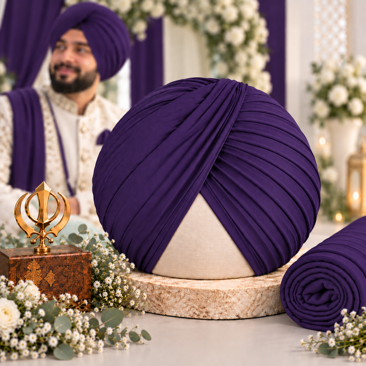 Sikh Turban- Indigo (Full Voile and Rubia(Medium)/Half and Half Voile)