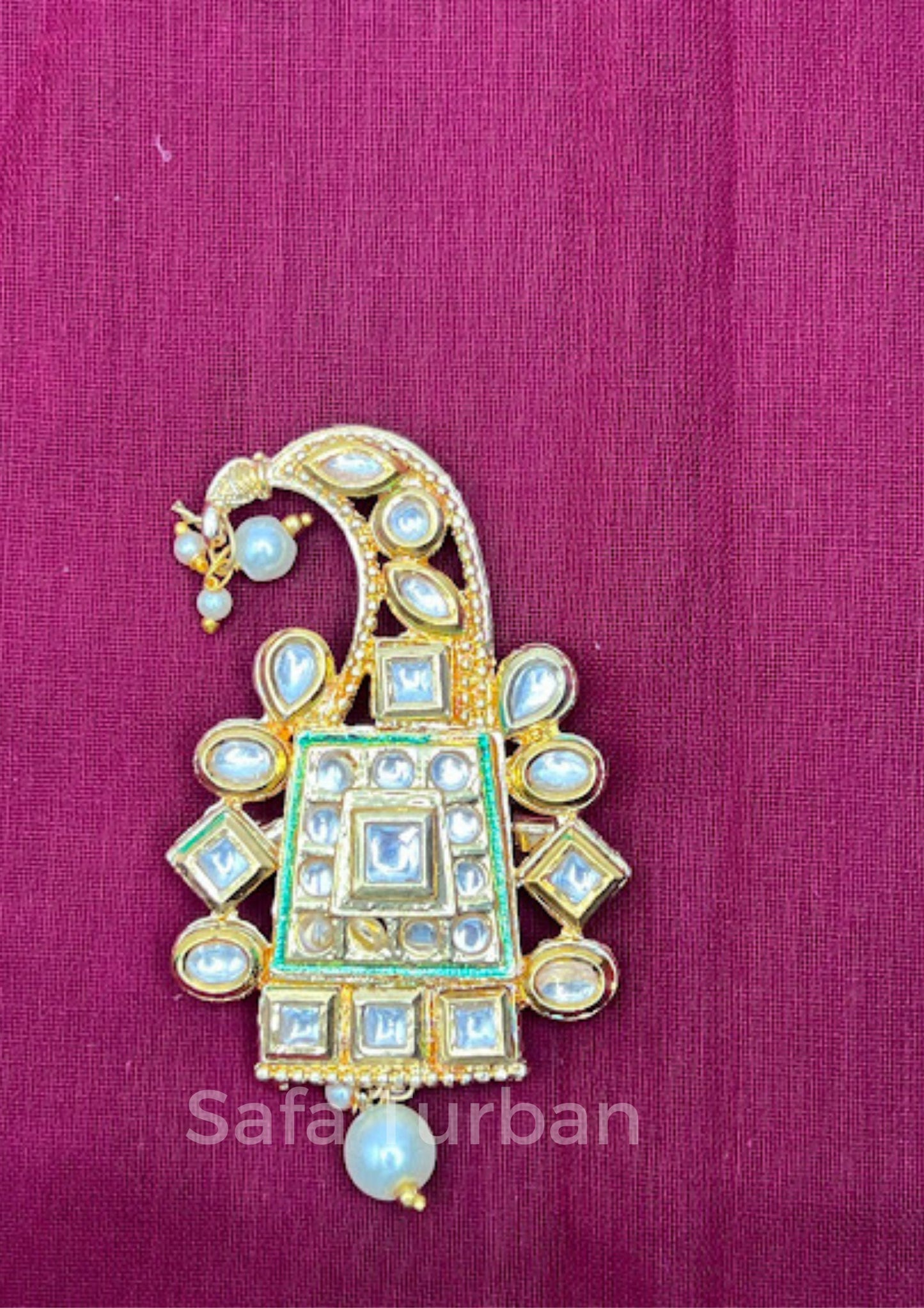 Indian Groom Wedding Accessories-  Kundan Kalangi/Kalgi for Men's Safa/Groom Pagdi