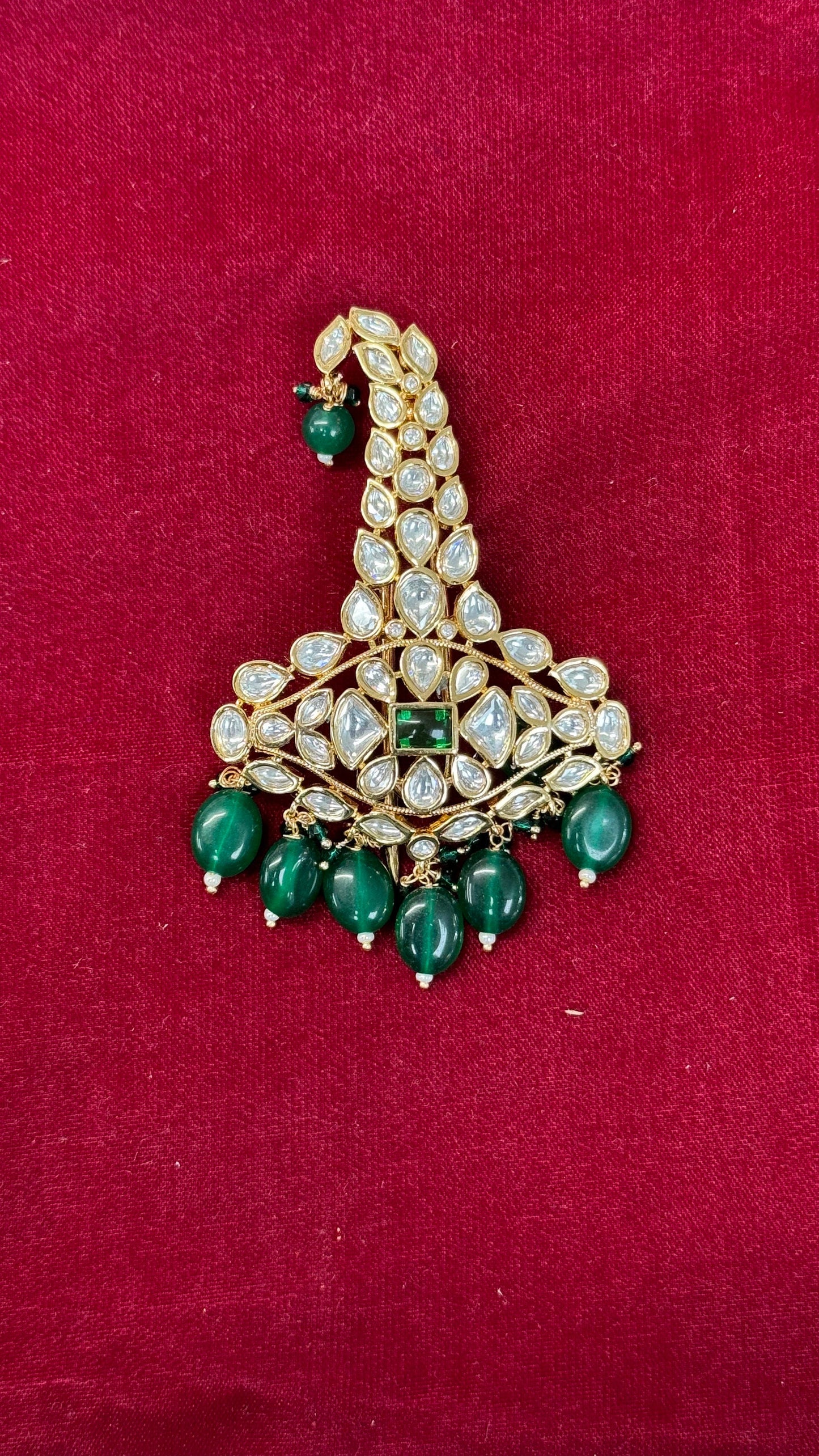 Indian Groom Wedding Accessories-Pachi Kundan Kalangi/Kalgi for Men's Safa/Groom Pagdi