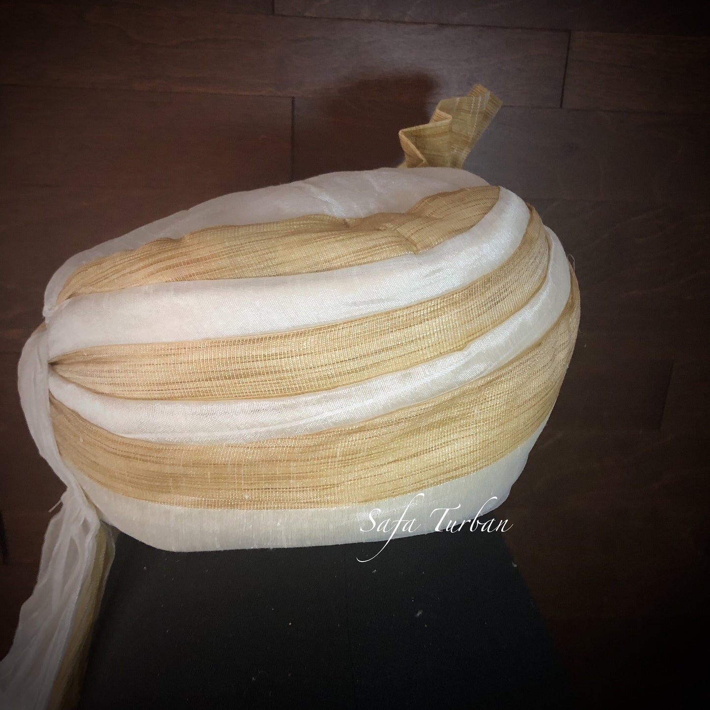 Thalapa-  Cream with Golden Colour Thalapa- Safa Turban/Pagdi/Premade Turban/ Wedding Safa/Turban/Pagdi for Men (Groom)