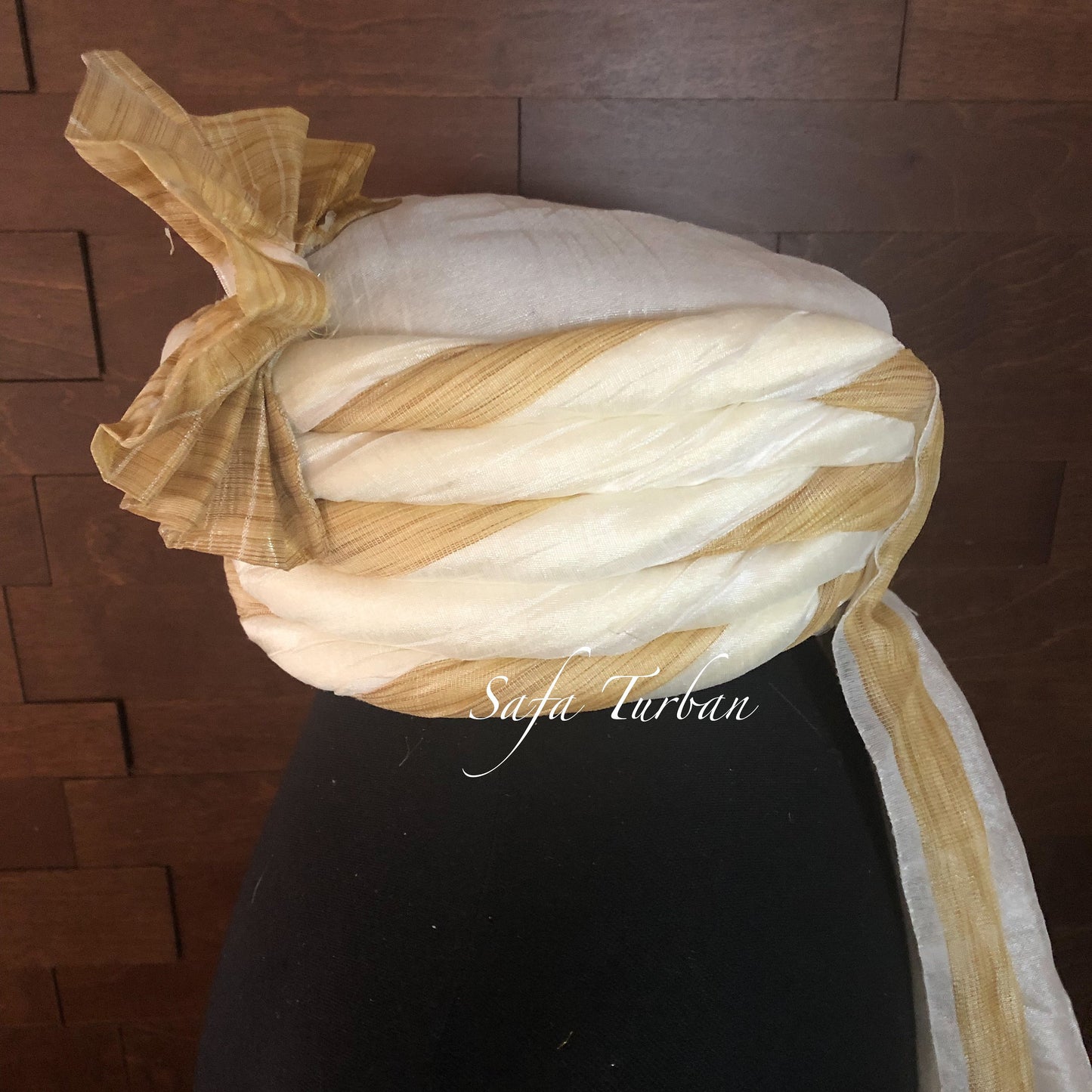 Thalapa-  Cream with Golden Colour Thalapa- Safa Turban/Pagdi/Premade Turban/ Wedding Safa/Turban/Pagdi for Men (Groom)