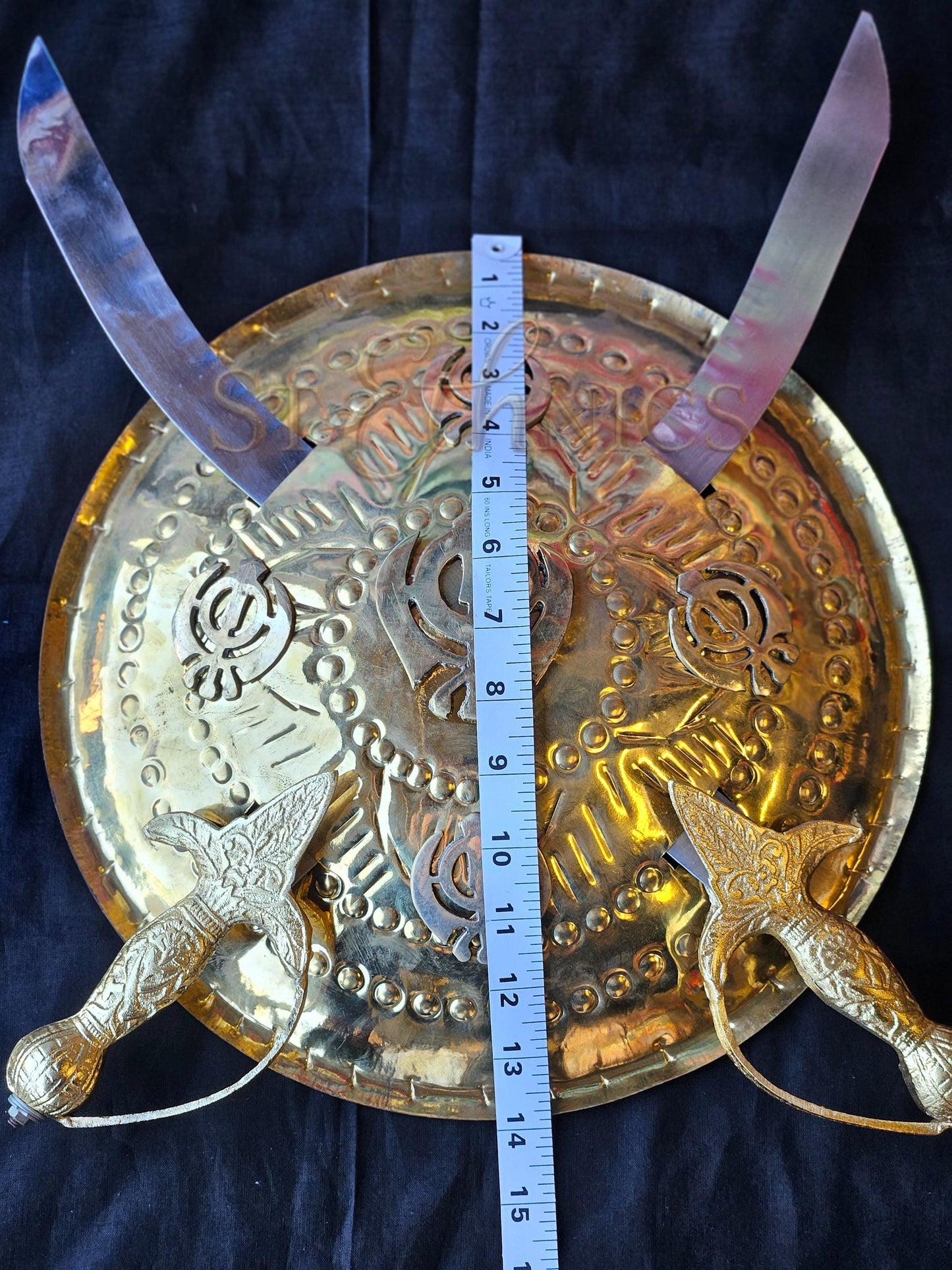 Sikh Kirpan and Dhal Wall Hanging, Khanda Metal Art for Home Décor, Unique Sikh Gift Items.
