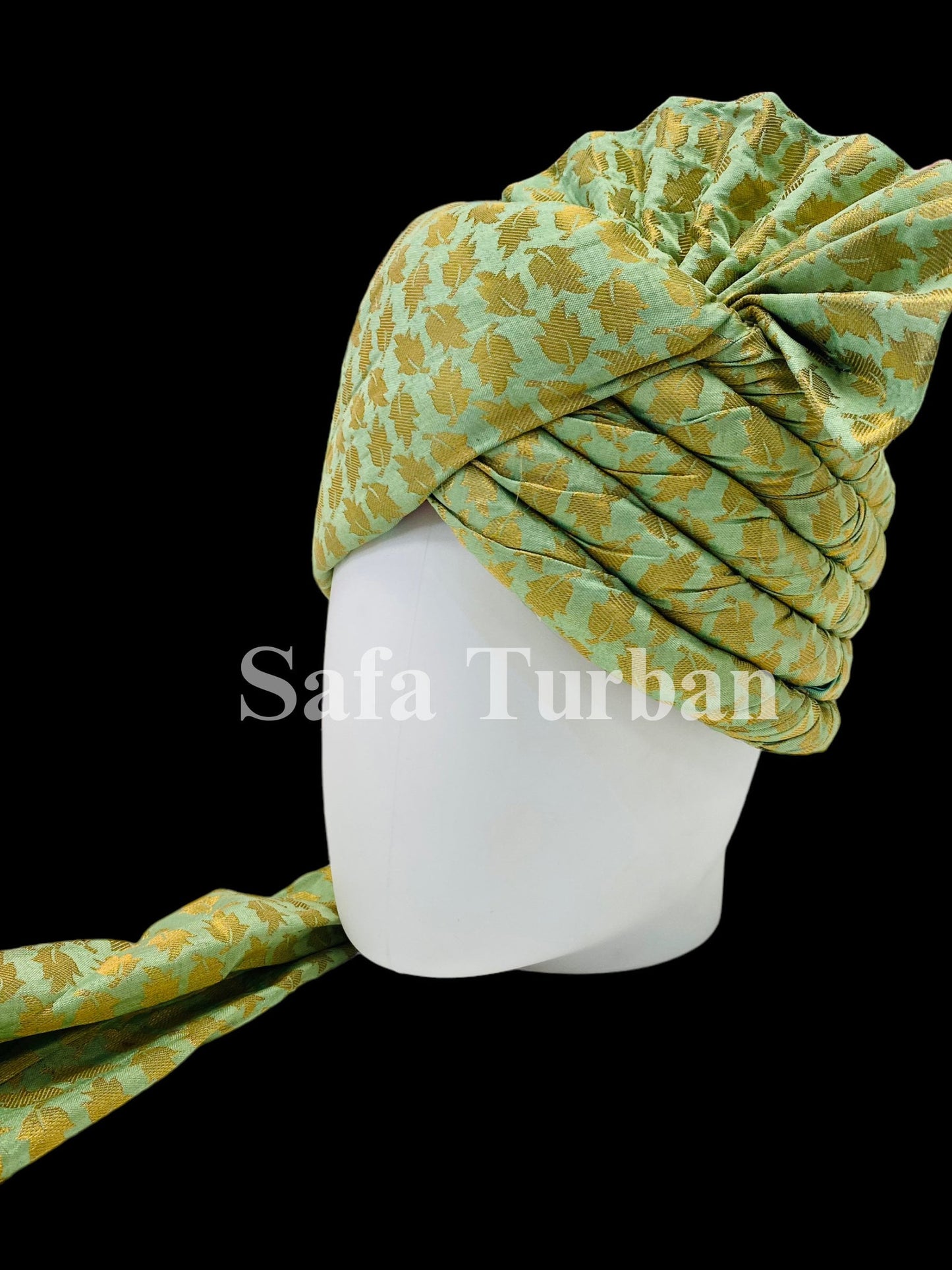 Indian Wedding- Silk Fabric handmade Safa for Groom in Green colour, Groom Head Safa Turban/Pagdi Headwrap for Dulha