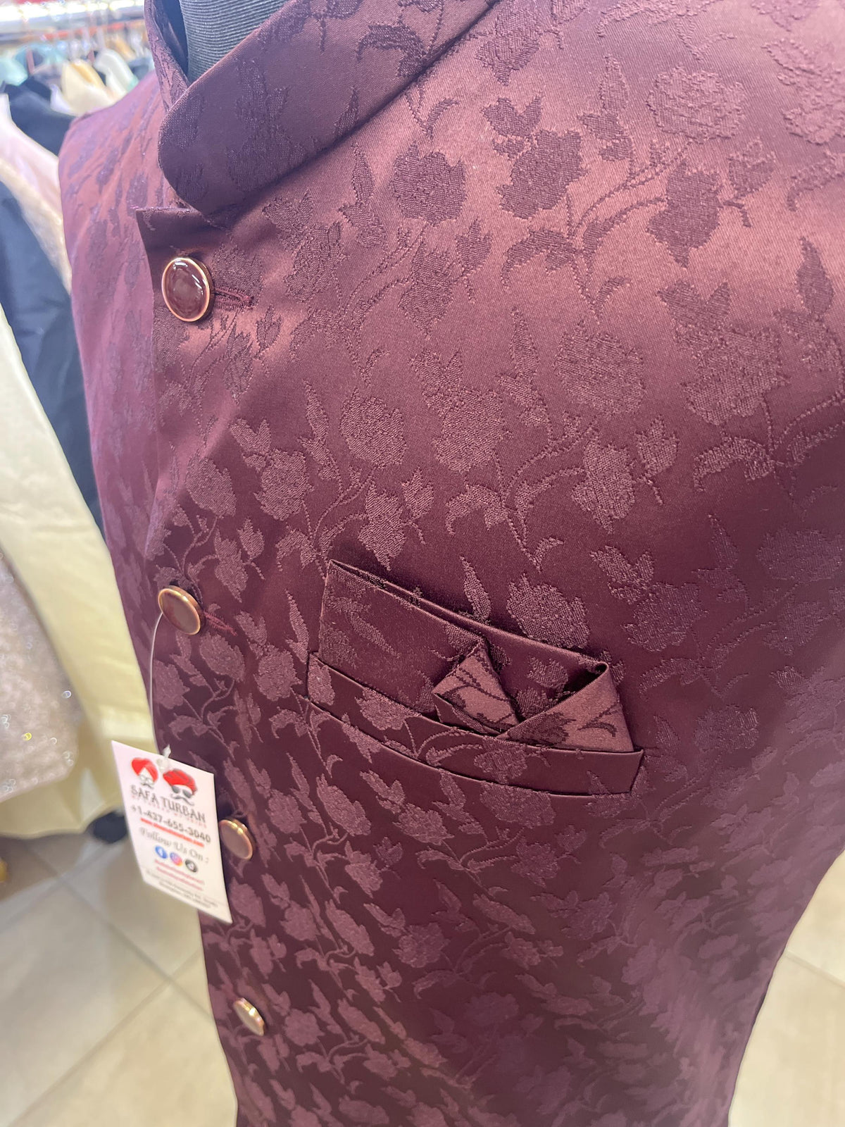 Designer Maroon Men Vests- Men Vests- Wedding Vest, Kurta Pajama Vest, Prom Party Dress, Casual Wear (Size available 38,40,42,44,46)