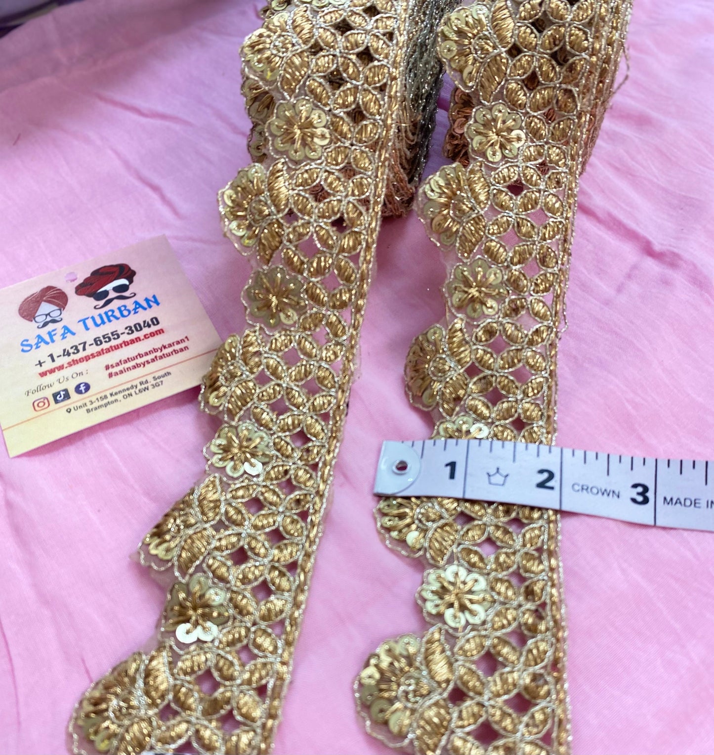 Golden  CutWork Lace 2"(inch) for Dresses, Sarees, Lehenga, Suits, Blouses, Dupatta, Chunri, and Craft (9 meters roll)