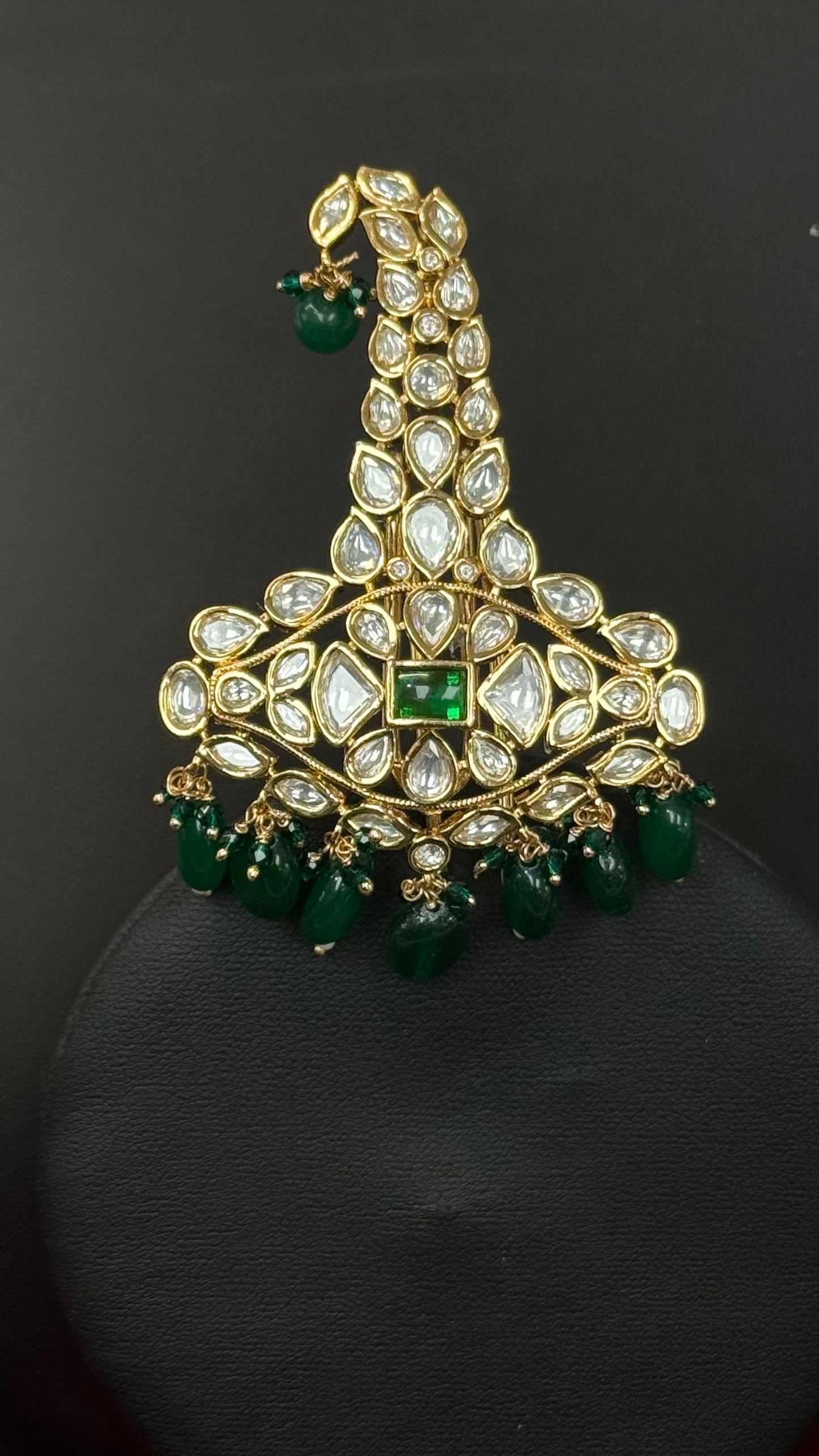 Indian Groom Wedding Accessories-Pachi Kundan Kalangi/Kalgi for Men's Safa/Groom Pagdi