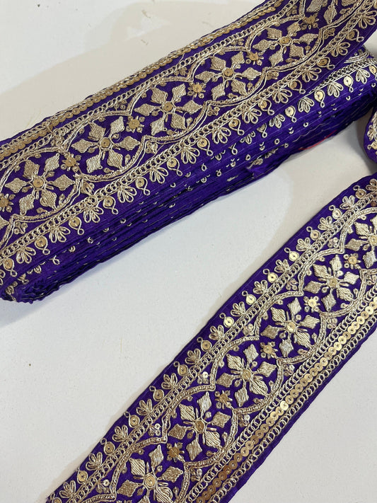 2.75" (inch) width Highlight Border Lace for Dresses, Sarees, Lehenga, Suits, Blouses, Dupatta, Chunri, and Craft (9 meters roll)