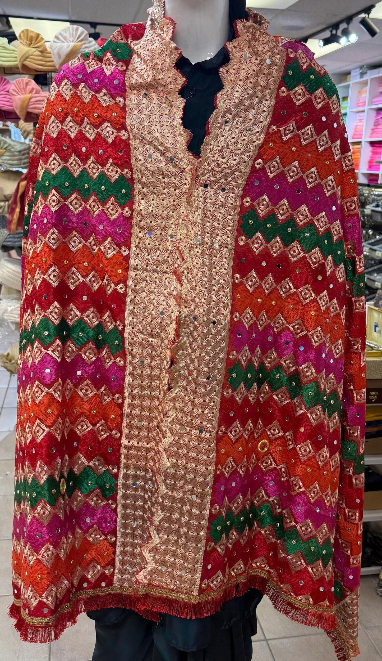 Phulkari Dupatta- Women's Beautiful Phulkari Dupatta, Scarf,Multicoloured Phulkari Chunni, Dupatta