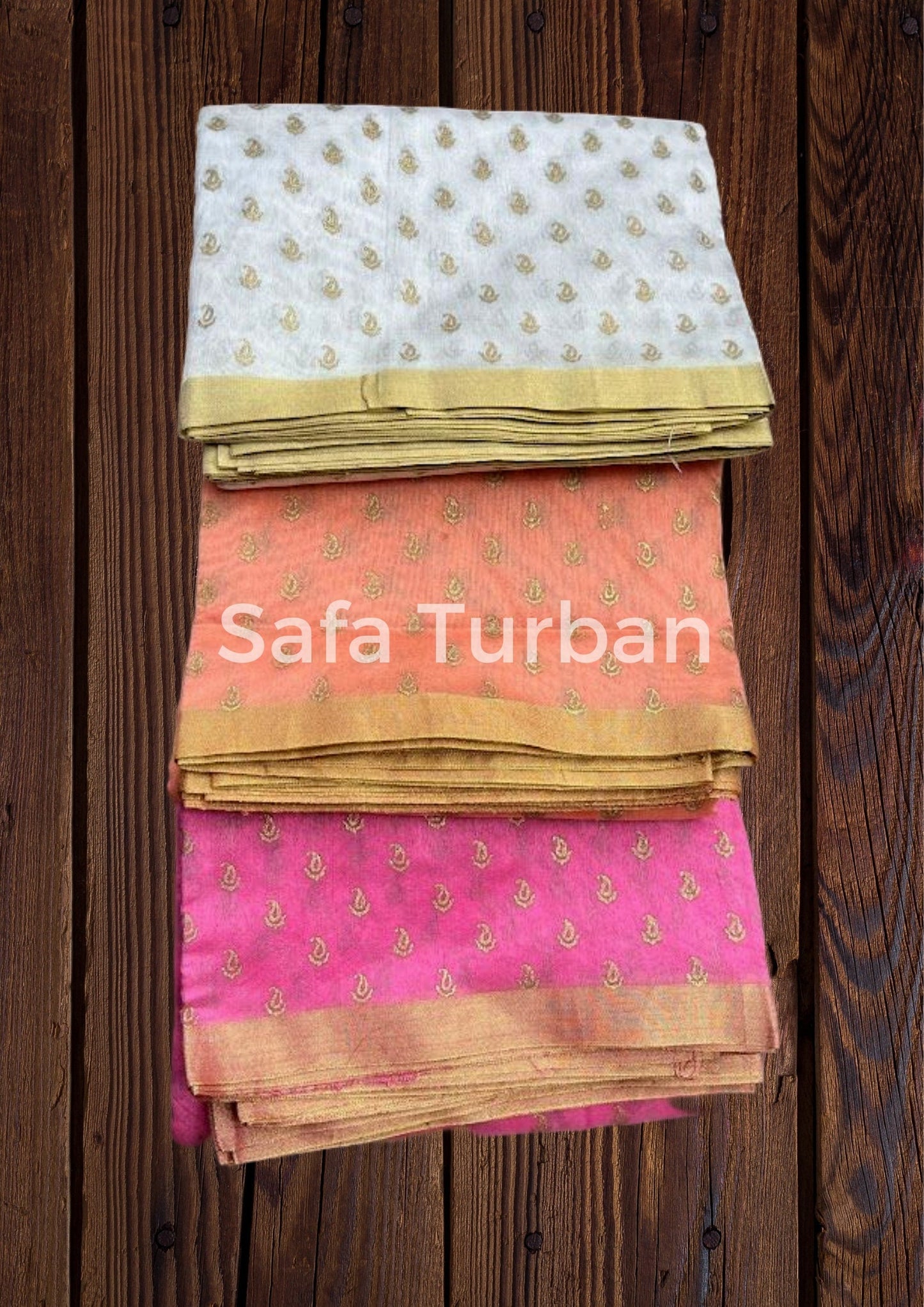 Men's Traditional Turban Fabric/Safa/Pagdi/Pheta Cloth (White/Peach/Pink) for Barati/Groom/Social Occasion