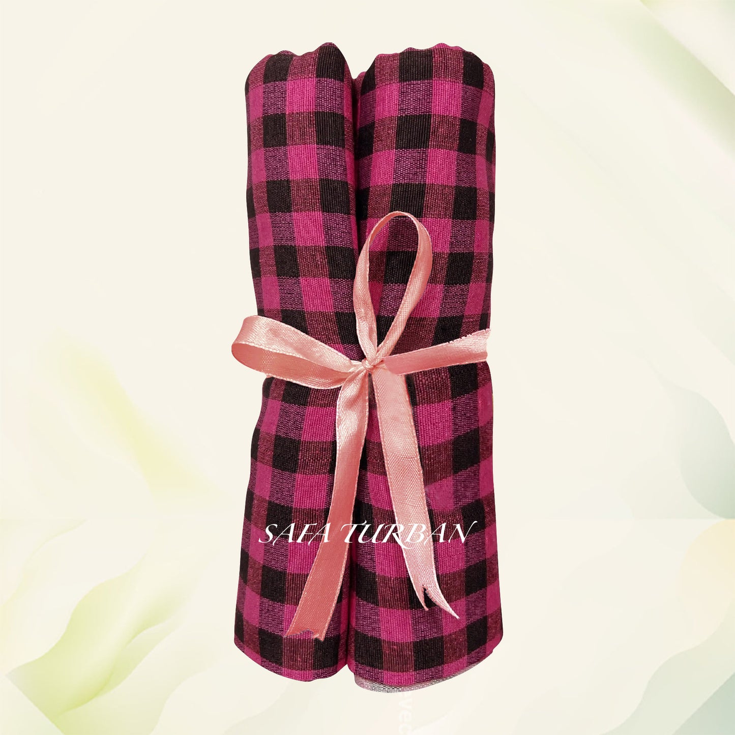Sikh Desi Parna- Majenta and Black Check Turban (Dabbi wala Parna)