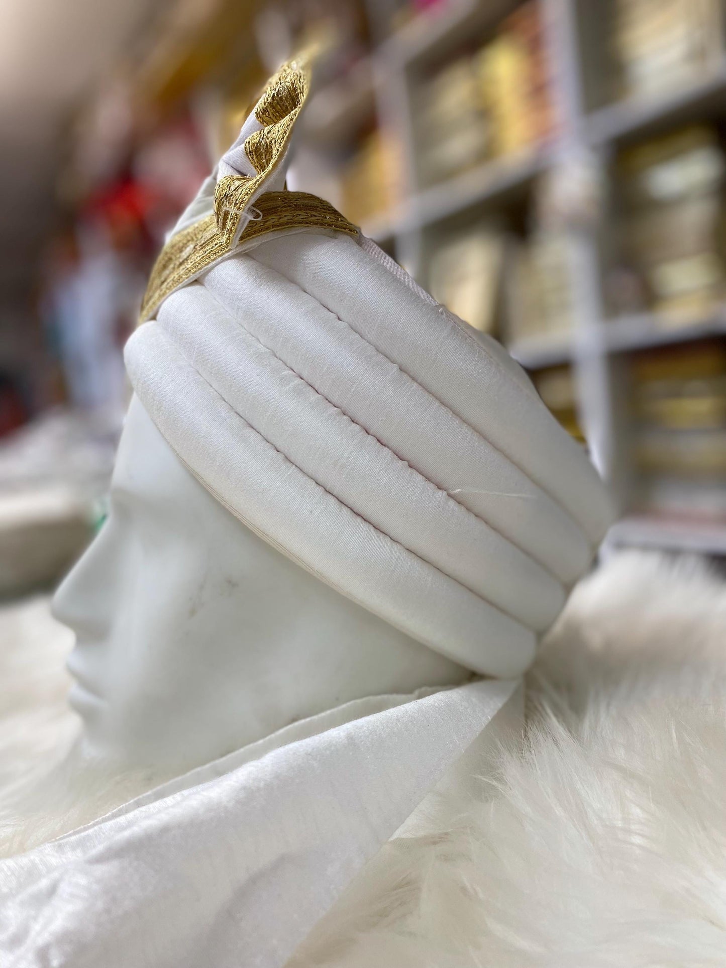 Groom Wedding Turban- White Thalapa- AdjustableTurban(with velcro)- Safa Turban/Pagdi/Premade Turban/ Wedding Safa/Turban/Thalapa