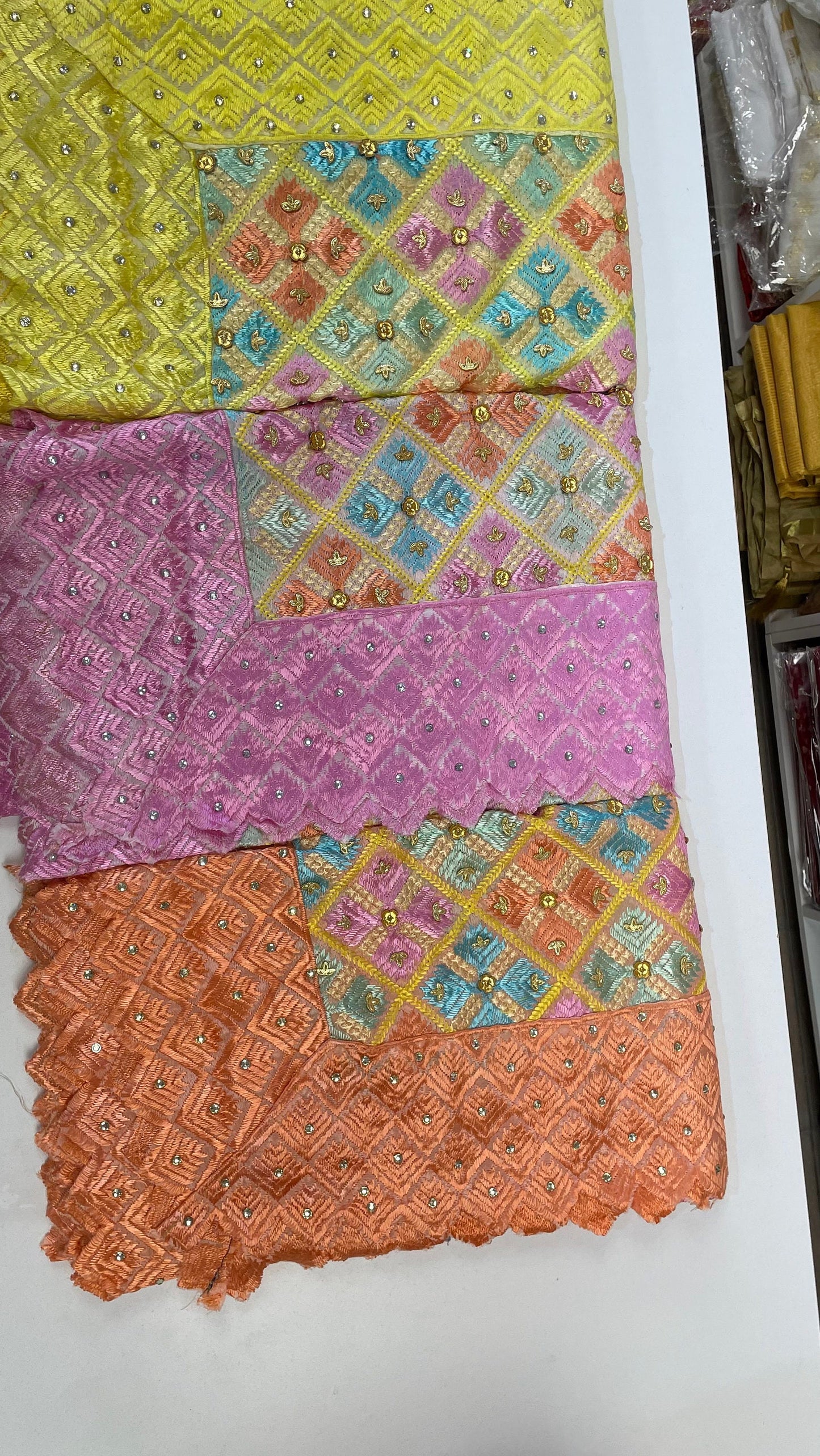 Phulkari Dupatta- Women's Phulkari Dupatta, Scarf, Multicolour Phulkari Chunni, Dupatta