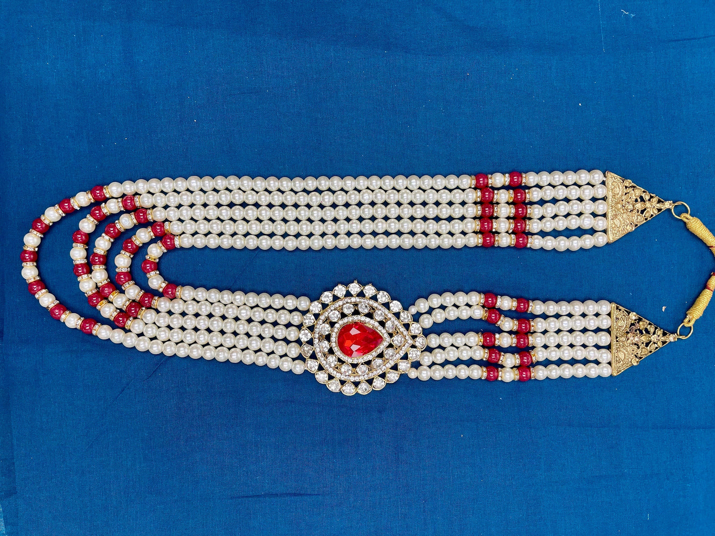 Indian Wedding- Pearl Stone & Studded Necklace for Men/Groom for Wedding