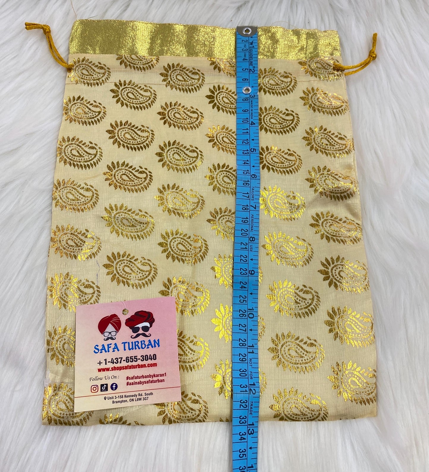 Indian Wedding- Desi Mithai/ Bhaji/Ladoo Bag- Potli Bag for Return Gifts Wedding II Sweets Bag Gift II Golden large size potli