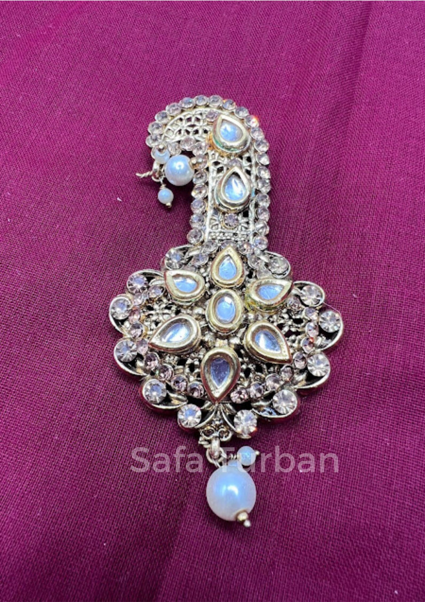 Indian Groom Wedding Accessories-  Kundan Kalangi/Kalgi for Men's Safa/Groom Pagdi