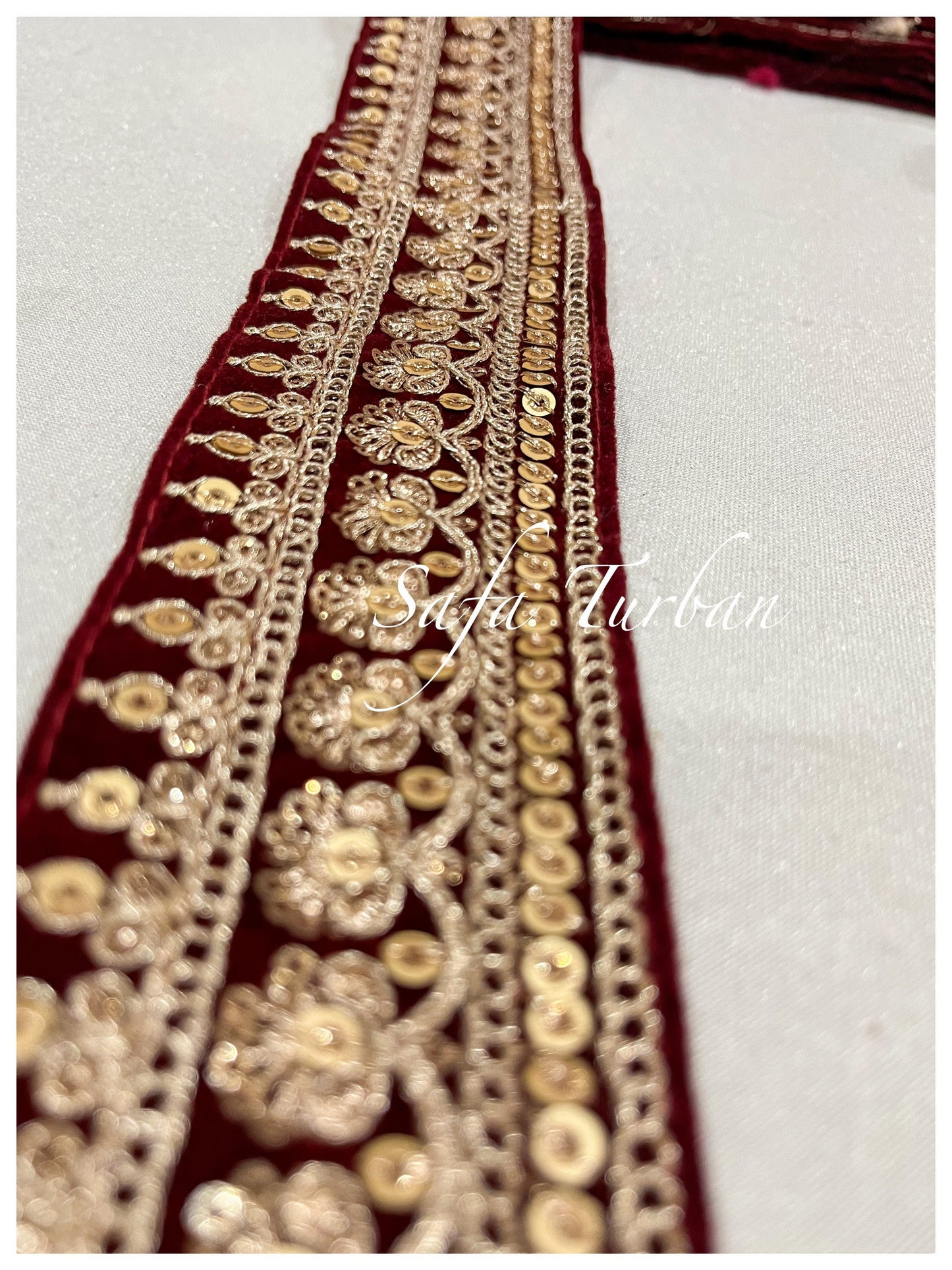 Magenta/Maroon-Golden 2.25" (inch) width Highlight Border Lace for Dresses, Sarees, Lehenga, Suits, Blouses, Dupatta, Chunri, and Craft